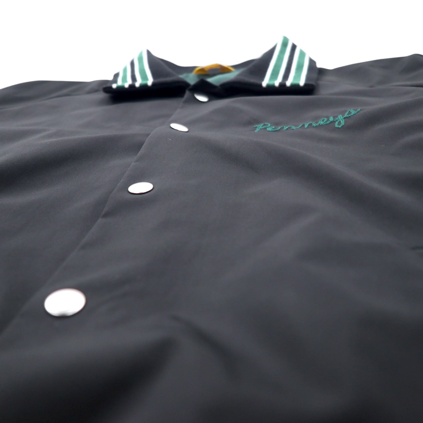 PENNEY'S Varsity Jacket Coach Jacket L Black Polyester Logo Embroidery Chain Stitch S22-GR-15