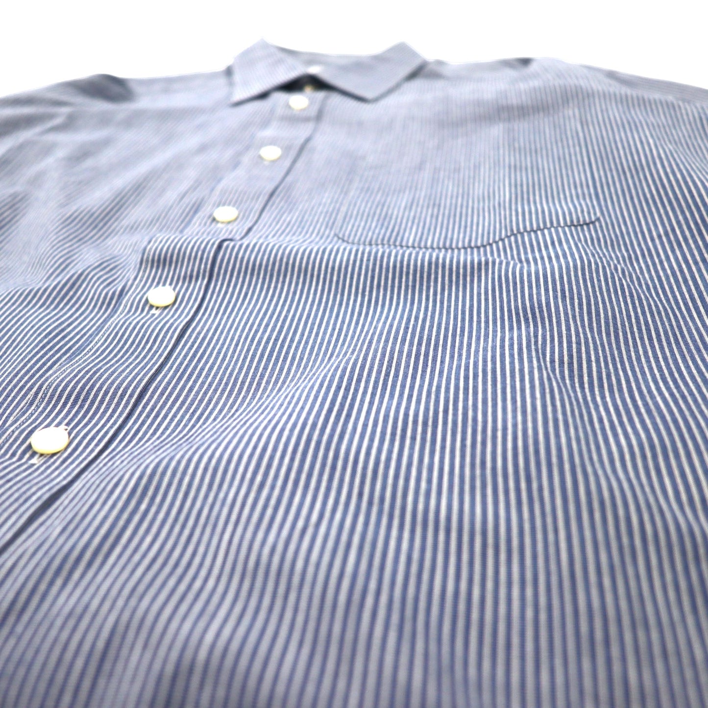 PIERRE BALMAIN Dress Shirt 42-80 Navy Striped Cotton Made in Japan