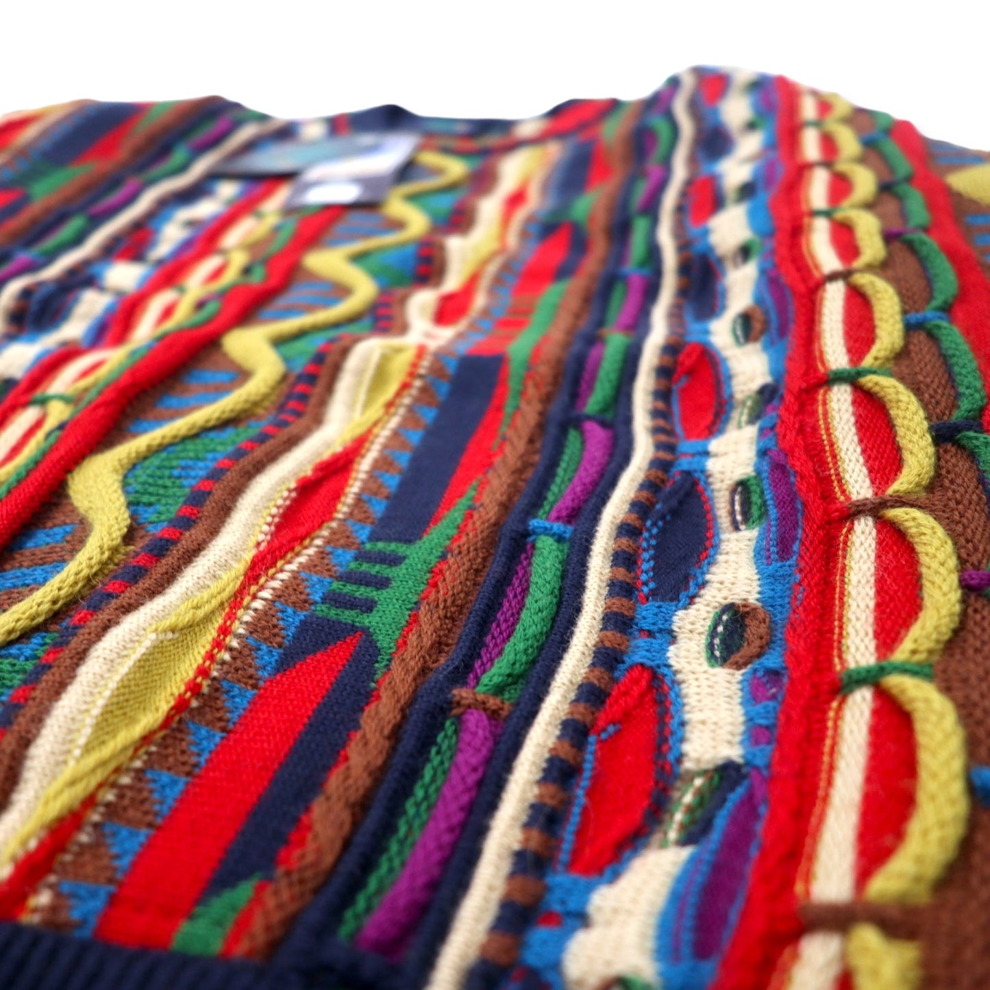 limnos 90年代 オーストラリア製 3Dニット セーター L マルチカラー ウール デッドストック 未使用品