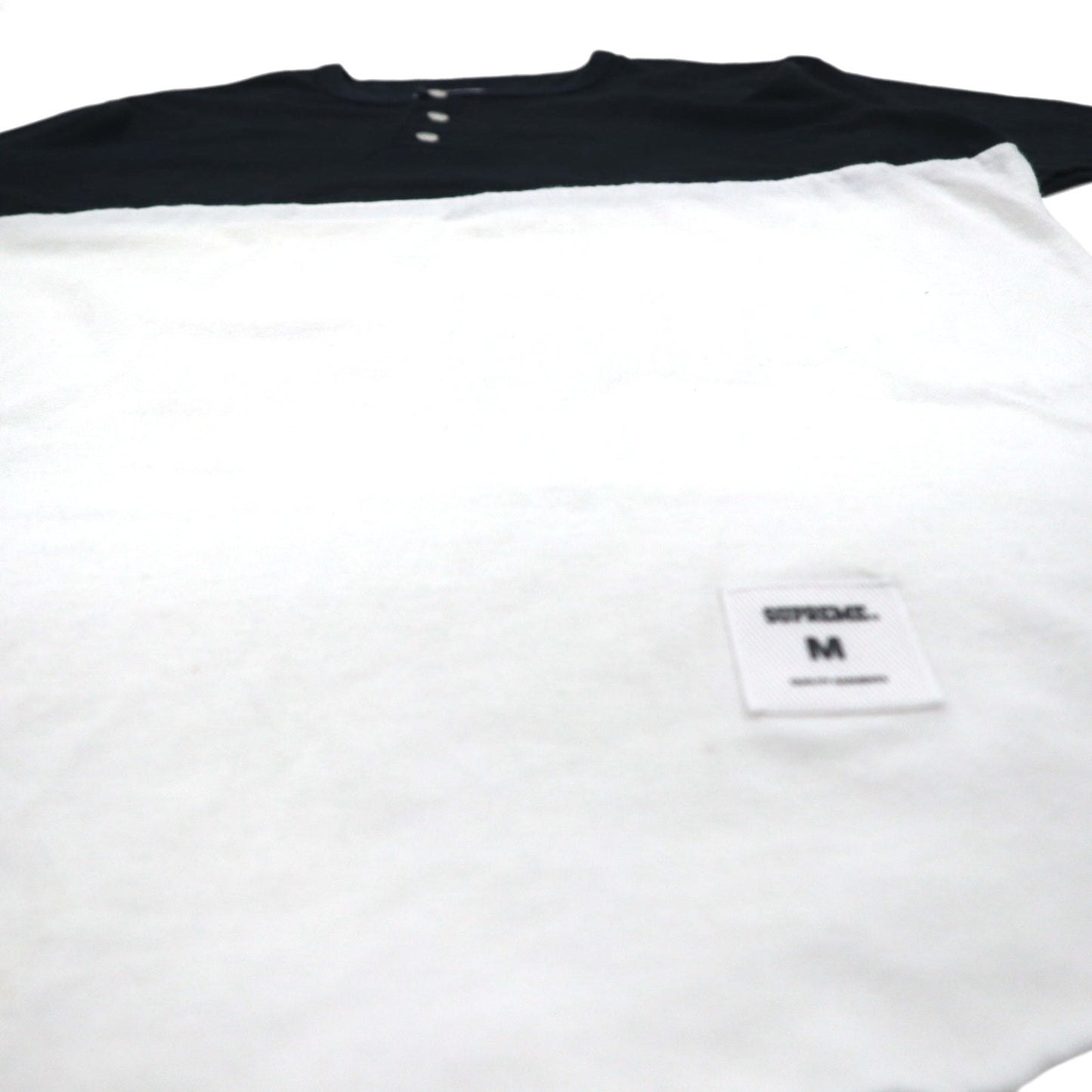 Supreme ヘンリーネック バイカラー Tシャツ M ブラック ホワイト Back Logo CITY AND COUNTRY 12SS