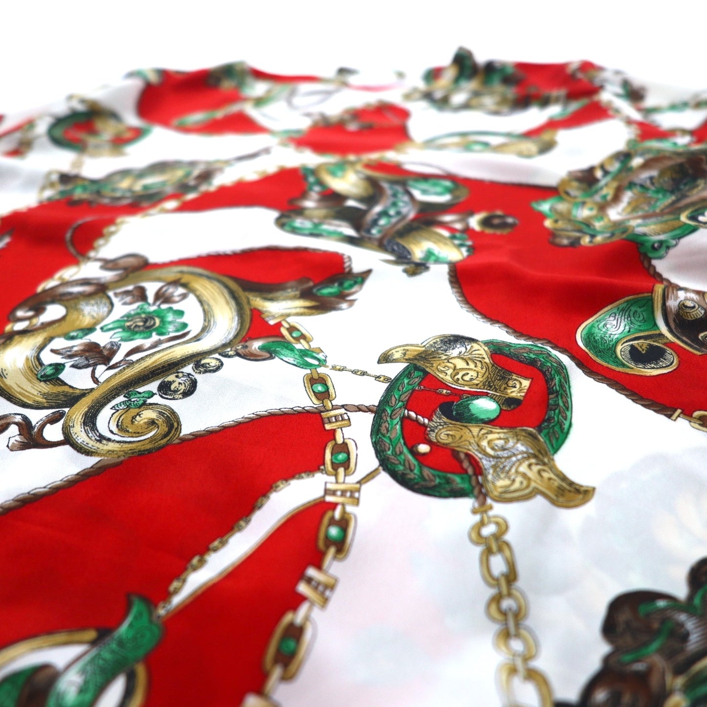 Vintage 90s Japan Made Retro Patterned Blouse Sampaquita スカーフ レトロ ブラウス M レッド