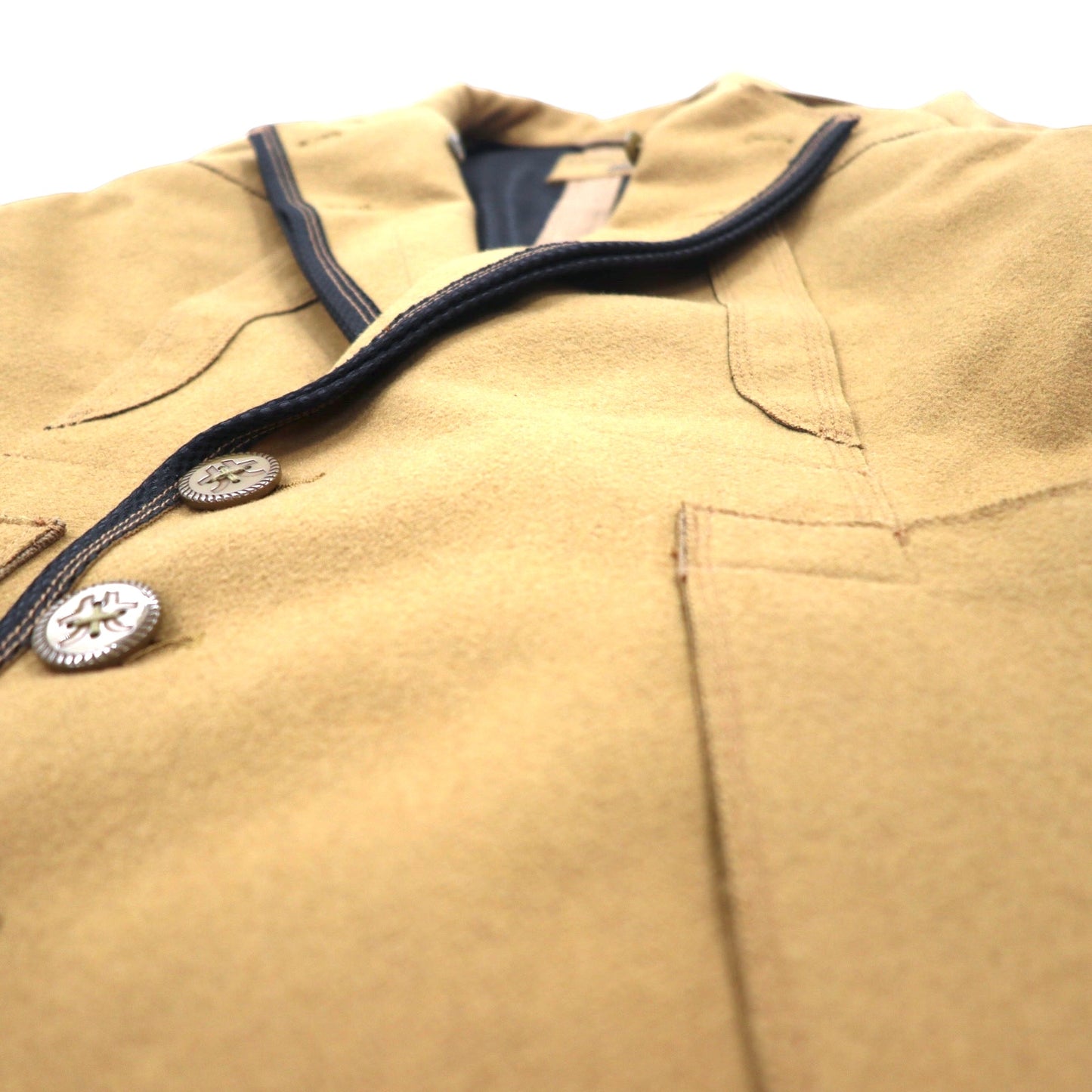 MARITHE FRANCOIS GIRBAUD ツイード ダブル テーラードジャケット M ベージュ ウール M7-4760