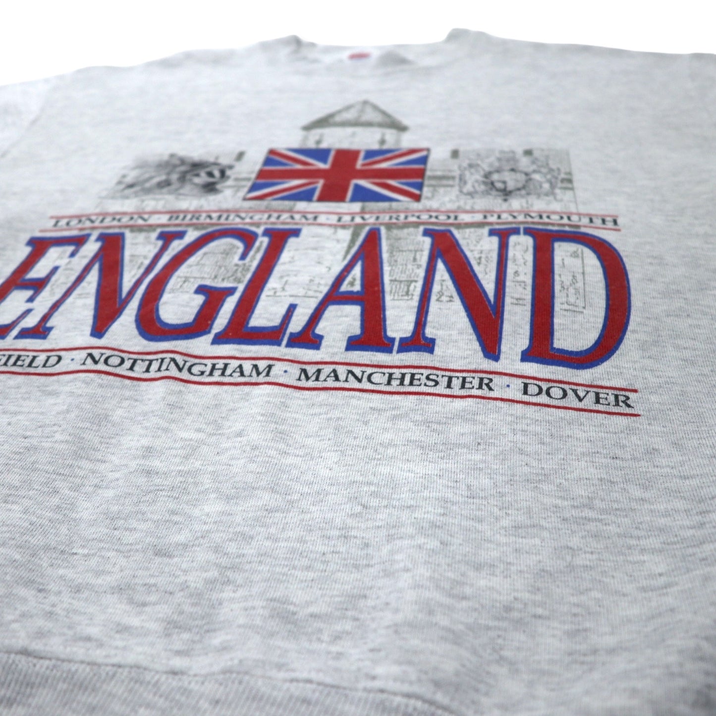 JERZEES USA製 90年代 SUPER SWEATS ユニオンジャック プリント スウェット M グレー コットン ENGLAND