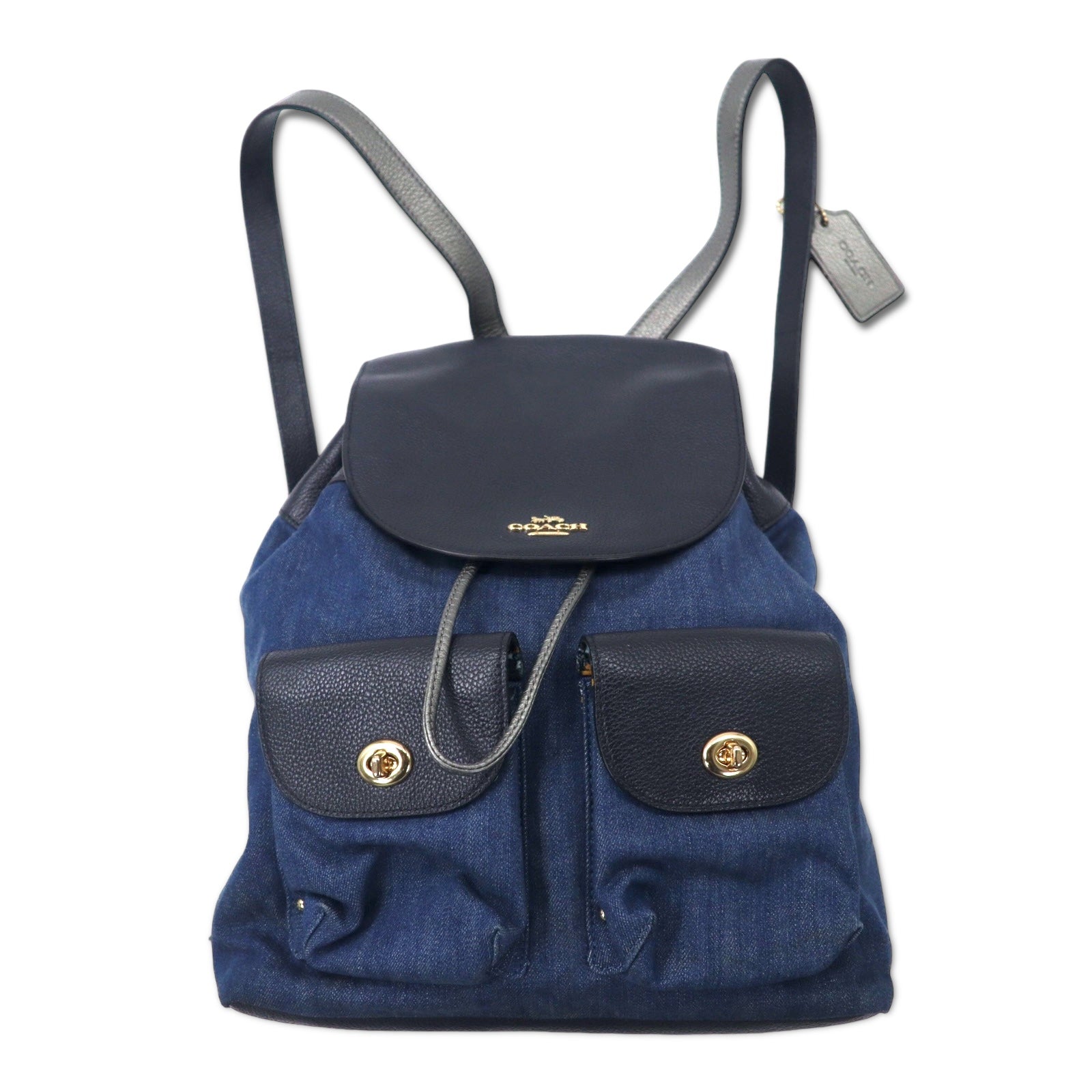 COACH デニム バックパック リュックサック ブルー レザー Billie Blue 