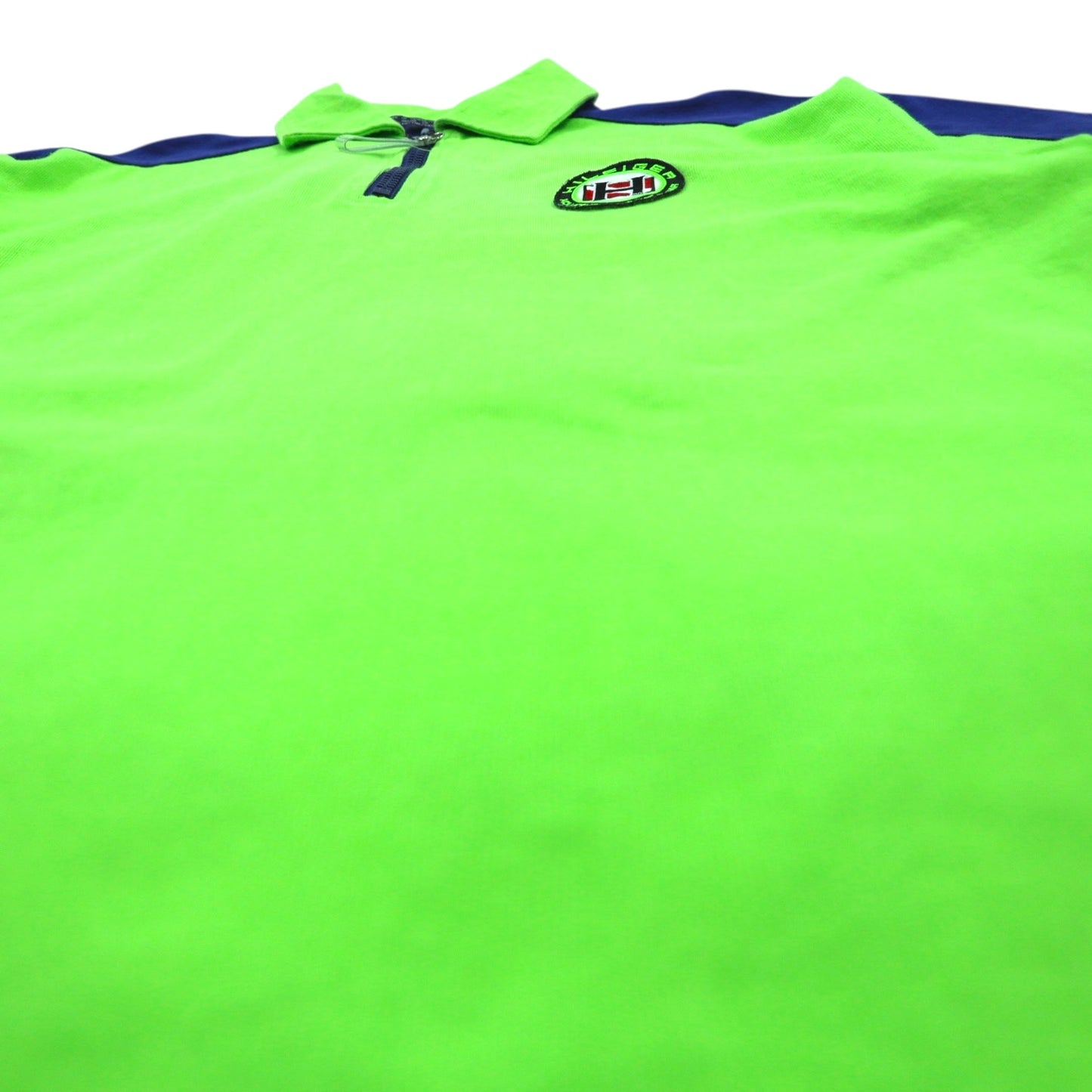 TOMMY HILFIGER 00s Half-Zip Polo Shirt, Medium, Green, Navy, Cotton