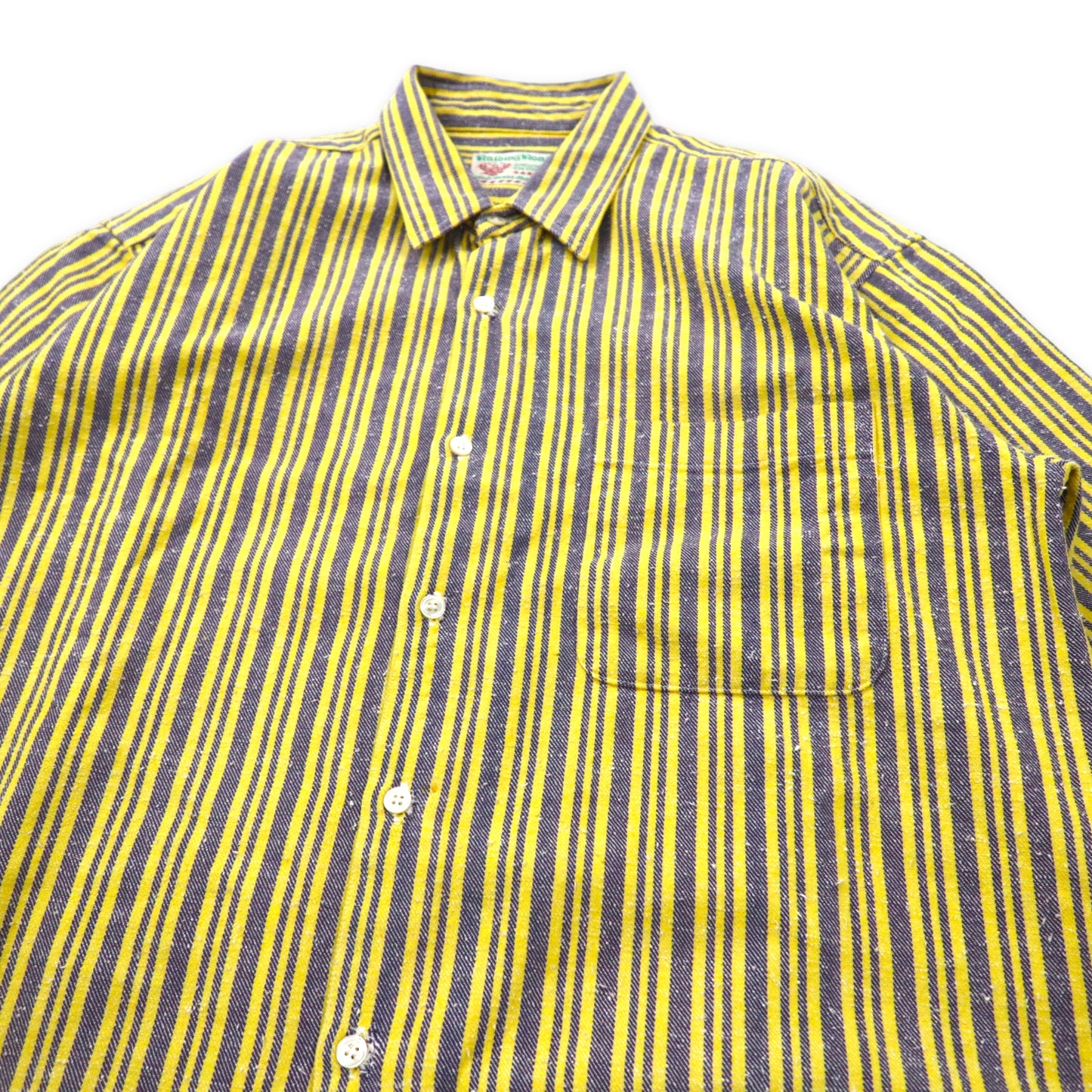 Raiding Road オーバーサイズ ストライプシャツ FREE イエロー グレー コットン 日本製