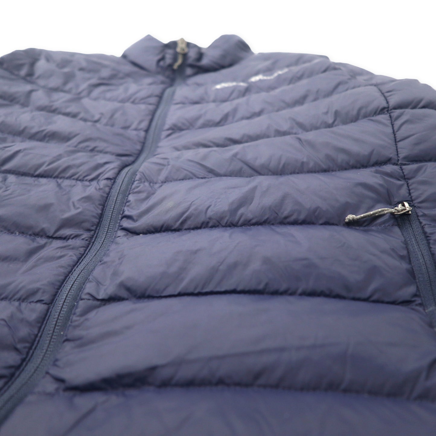 Eddie Bauer ダウンジャケット S ネイビー ナイロン 650フィルパワー ワンポイントロゴ EB650