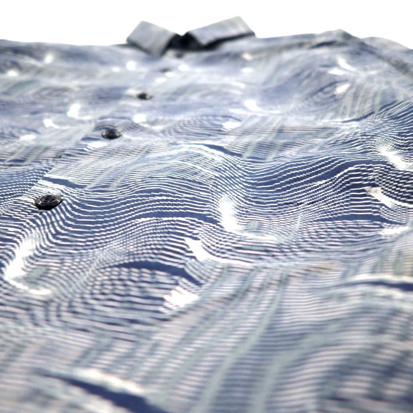 EMPORIO ARMANI 総柄 ドレスシャツ S ネイビー コットン チュニジア製