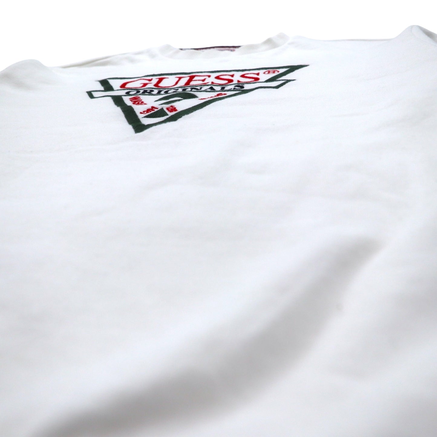 GUESS ORIGINALS トライアングルロゴ 刺繍 スウェット M ホワイト コットン
