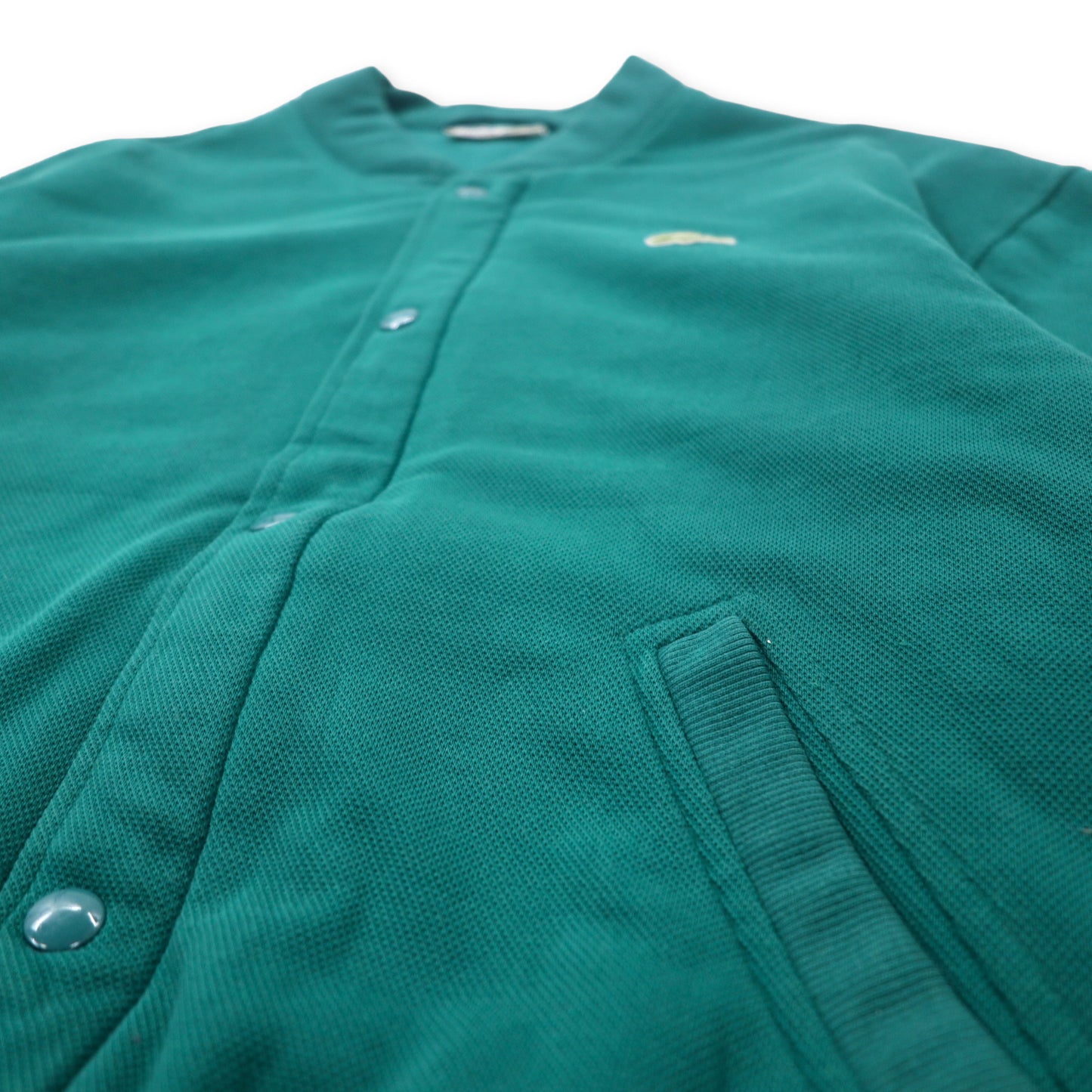 CHEMISE LACOSTE Made in France 80's French Lacoste Snap Cardigan Stadium Jean 4 Green Cotton One Point Logo Big Size