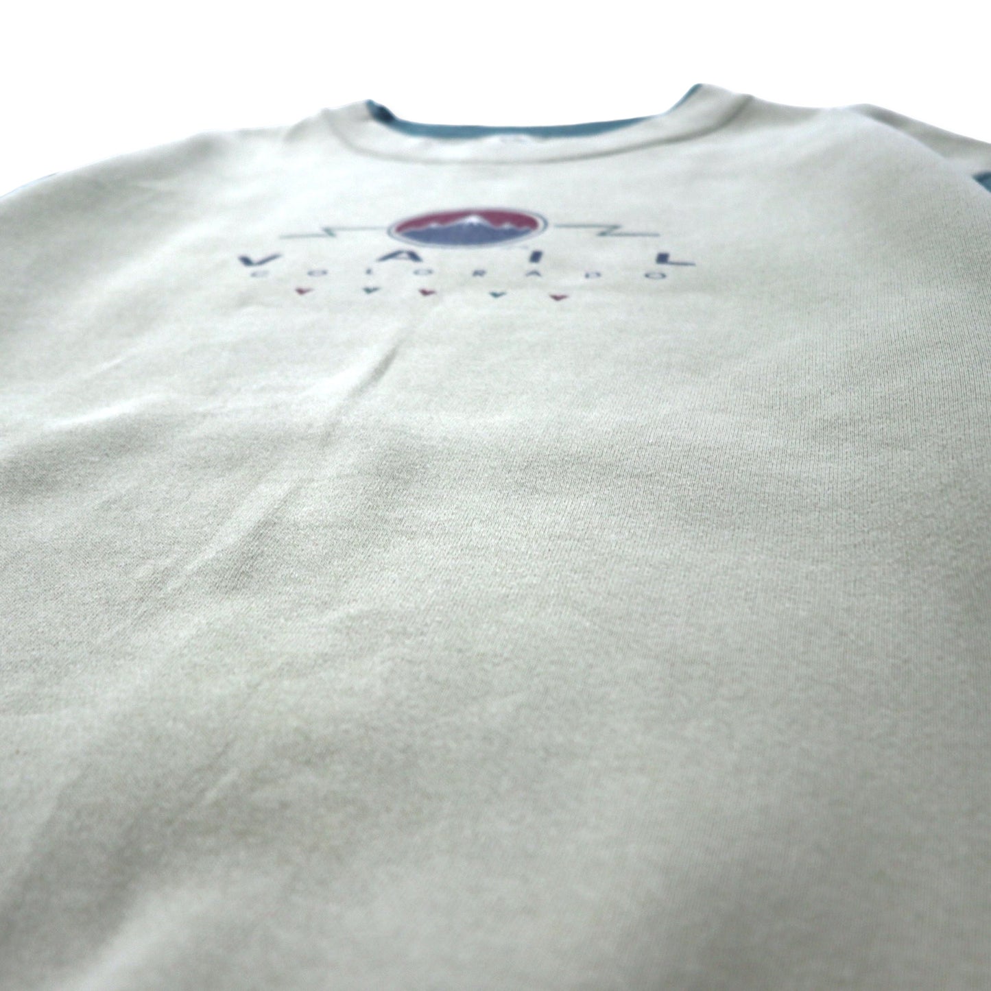 ALORE USA製 90年代 プリント スウェット L ベージュ グレー コットン 裏起毛 VAIL COLORADO