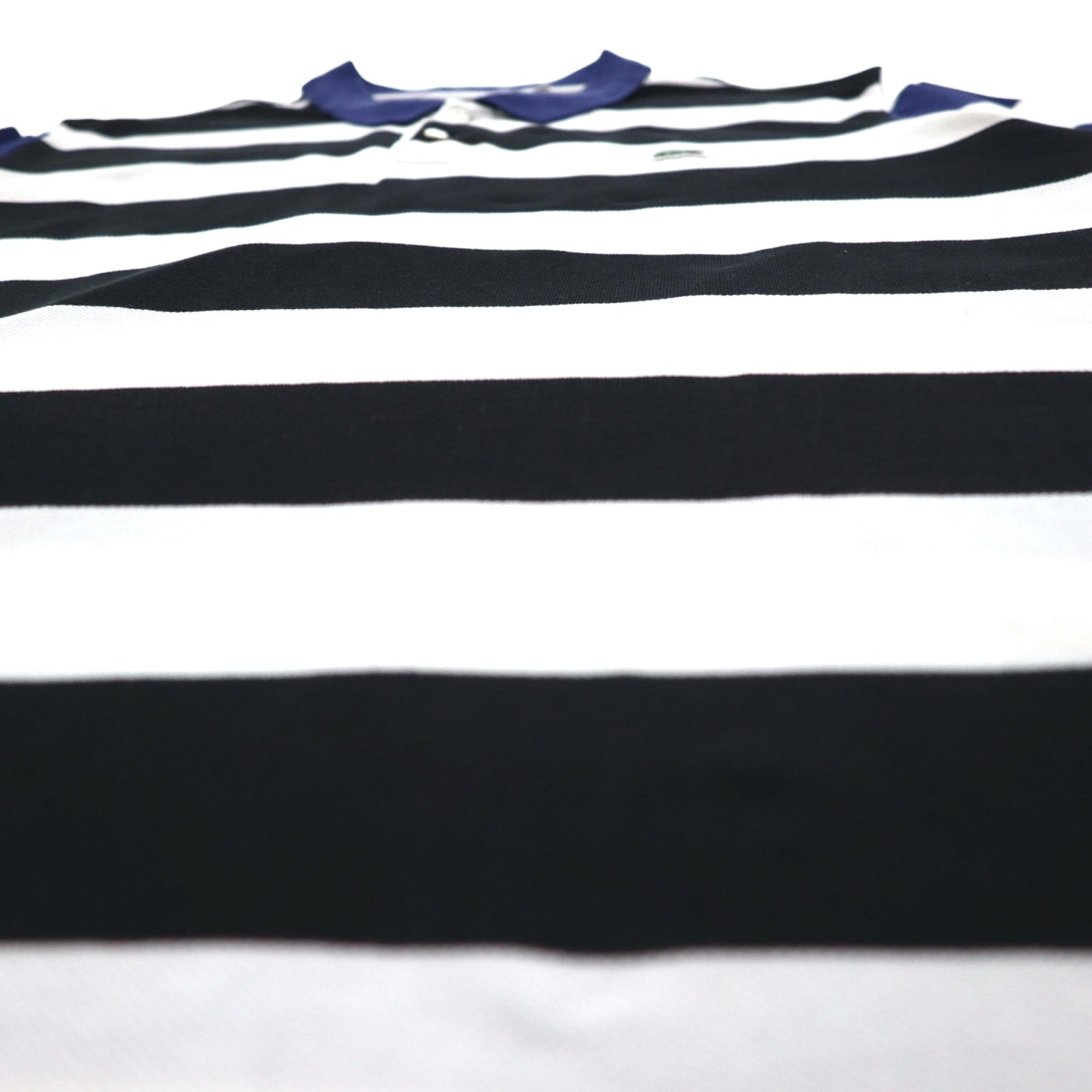 LACOSTE ボーダー ポロシャツ 2XL REGULAR FIT ホワイト ブラック 鹿の子 ビッグサイズ PH4984