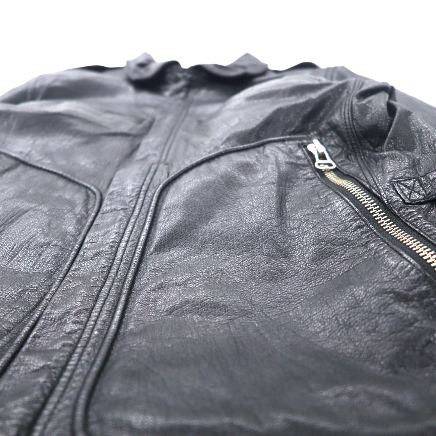 Bark Tannage ( nano universe ) Goat Leather Jacket Single Rider 46 Black Goat Leather Double Zip