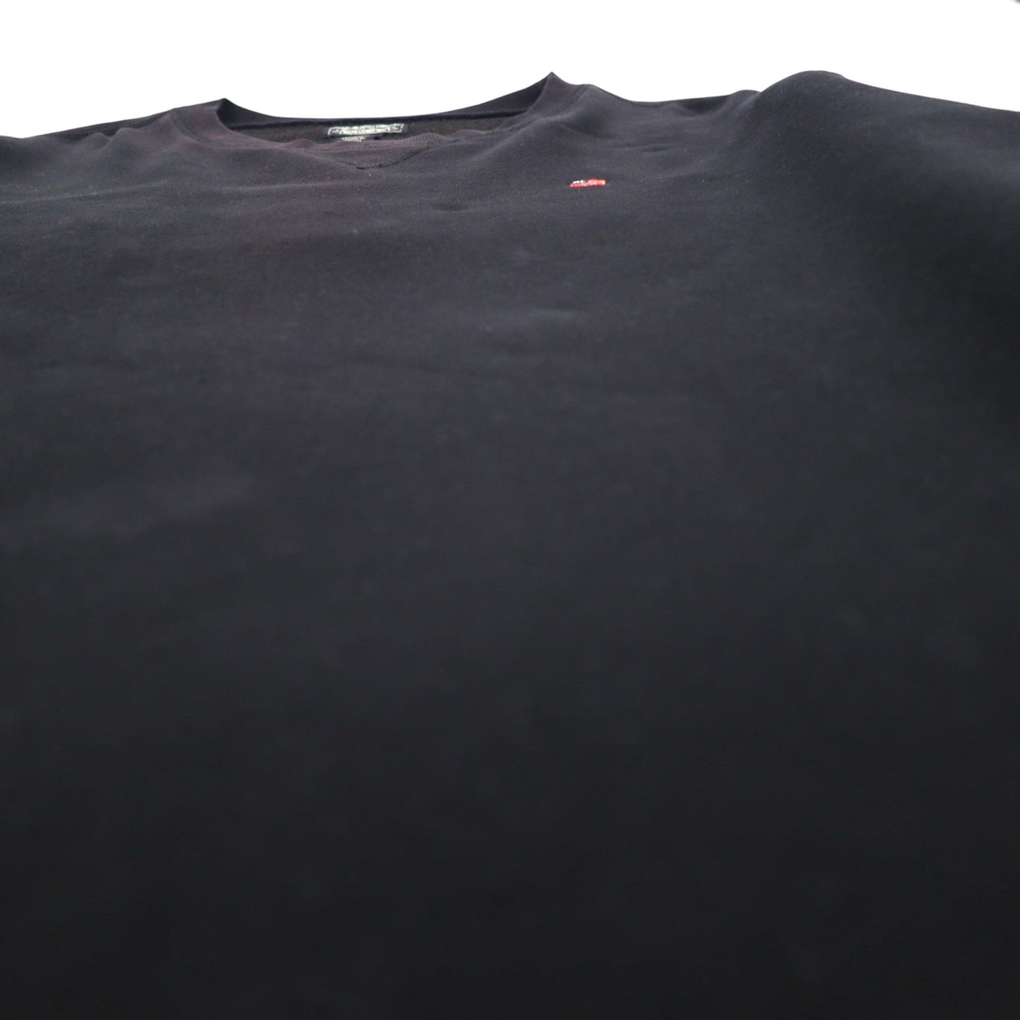 POLO JEANS COMPANY RALPH LAUREN 前V クルーネック スウェット XL ブラック 無地 ワンポイントロゴ刺繍