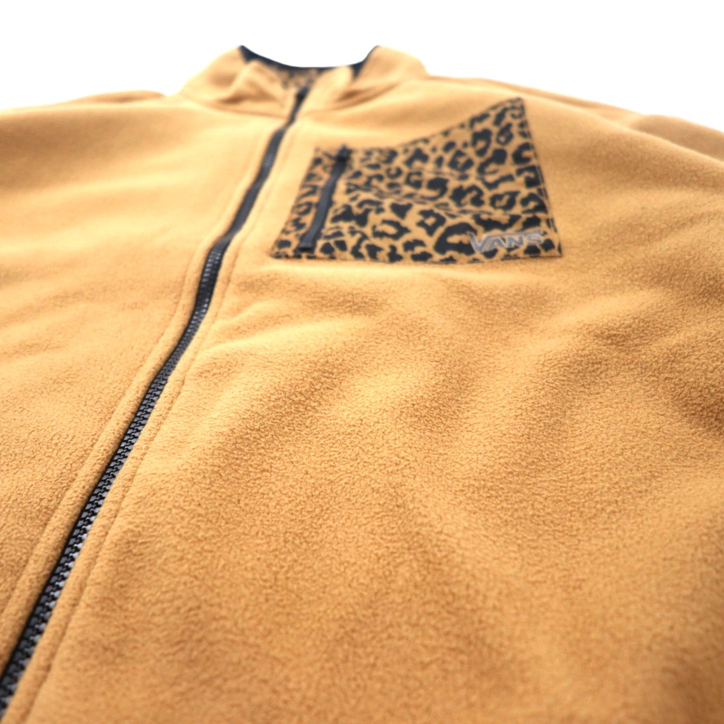 VANS フルジップ フリースジャケット S ベージュ ポリエステル レオパード