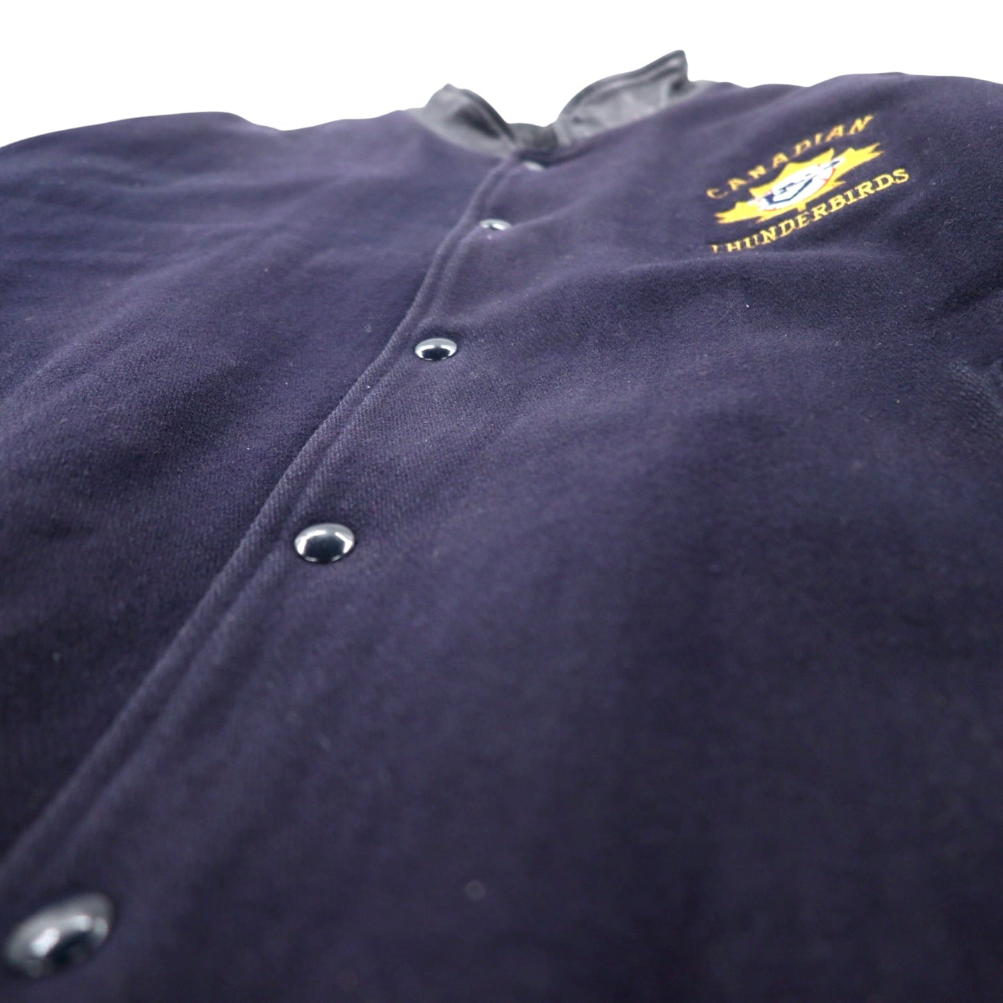 Made in Canada 90s CANADA SPORTSWEAR Leather Sleeve Stadium Jacket XL Navy Leather Wool CANADIAN THUNDERBIRDS Embroidery