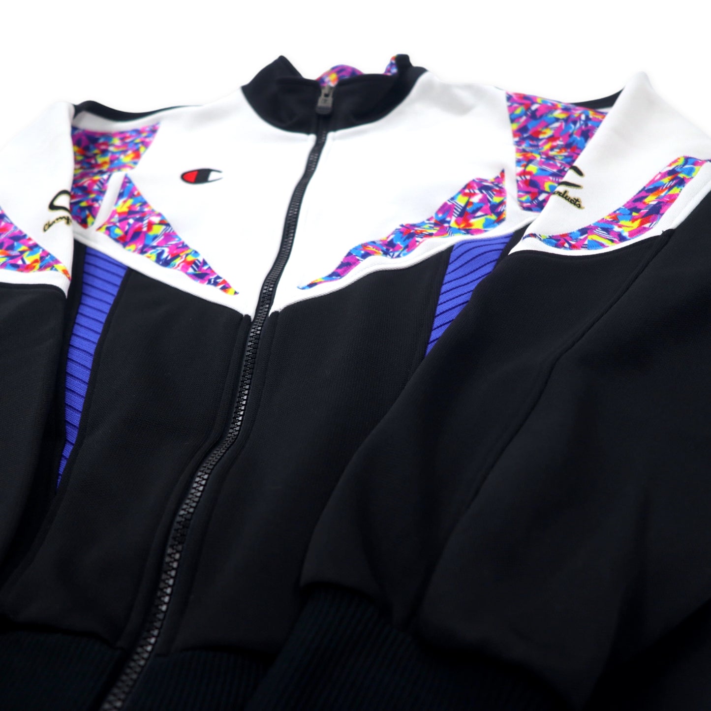 Champion products U.S.A. 90年代 トラックジャケット ジャージ L ブラック ホワイト ポリエステル スクリプトロゴ 日本製