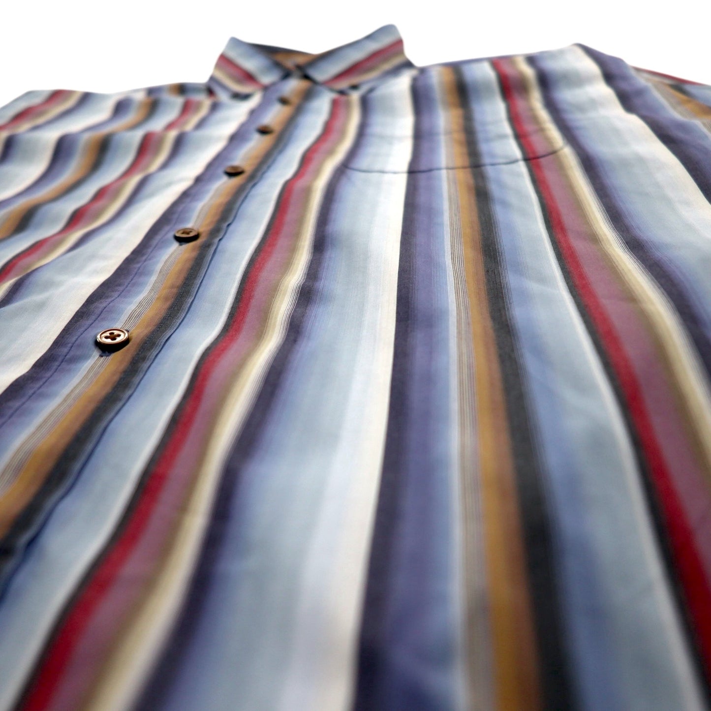 ZEPHYR ( D'URBAN ) マルチストライプ ボタンダウンシャツ XL ブルー イタリア製生地