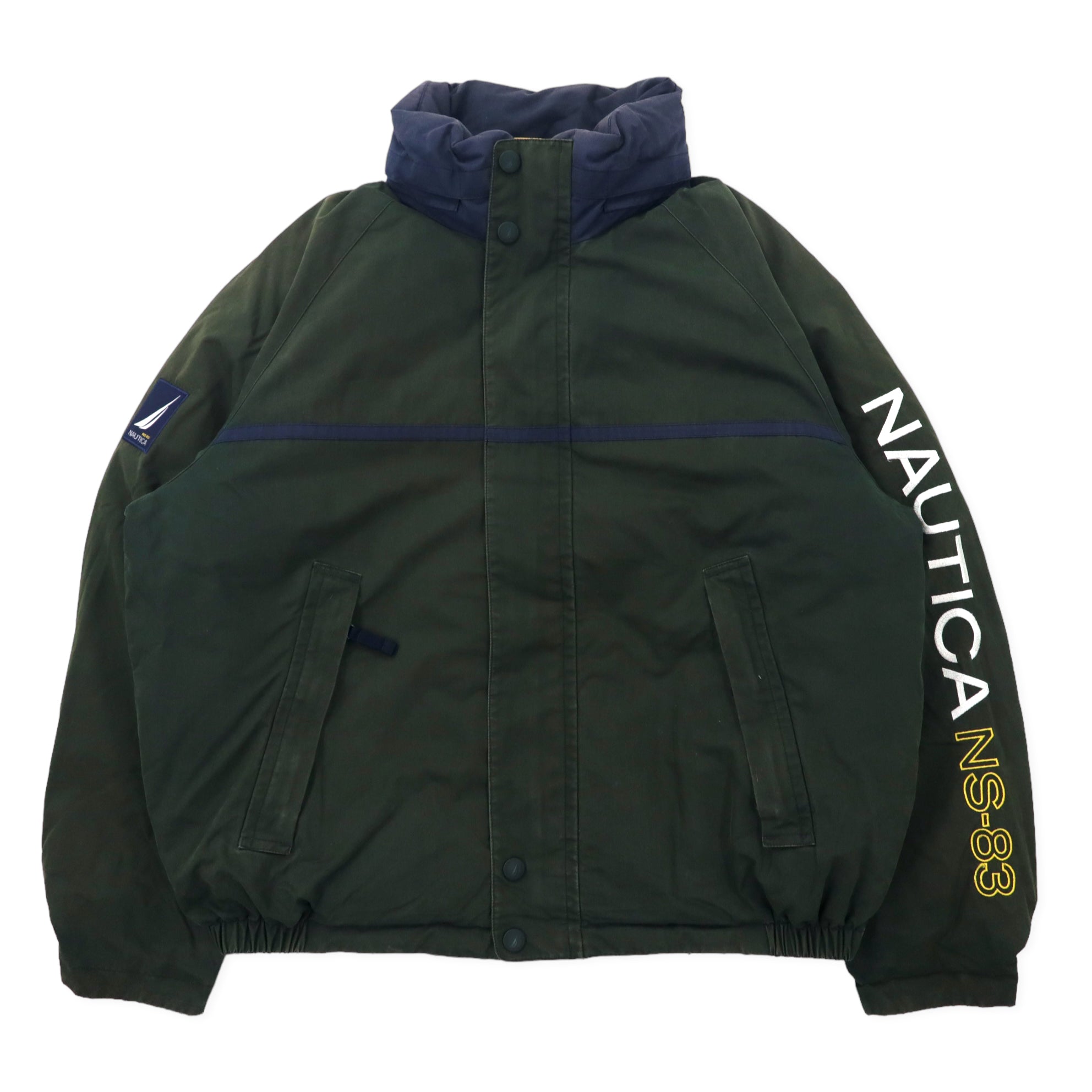 NAUTICA Reversible Sailing Puffer Jacket M Green Yellow Cotton 