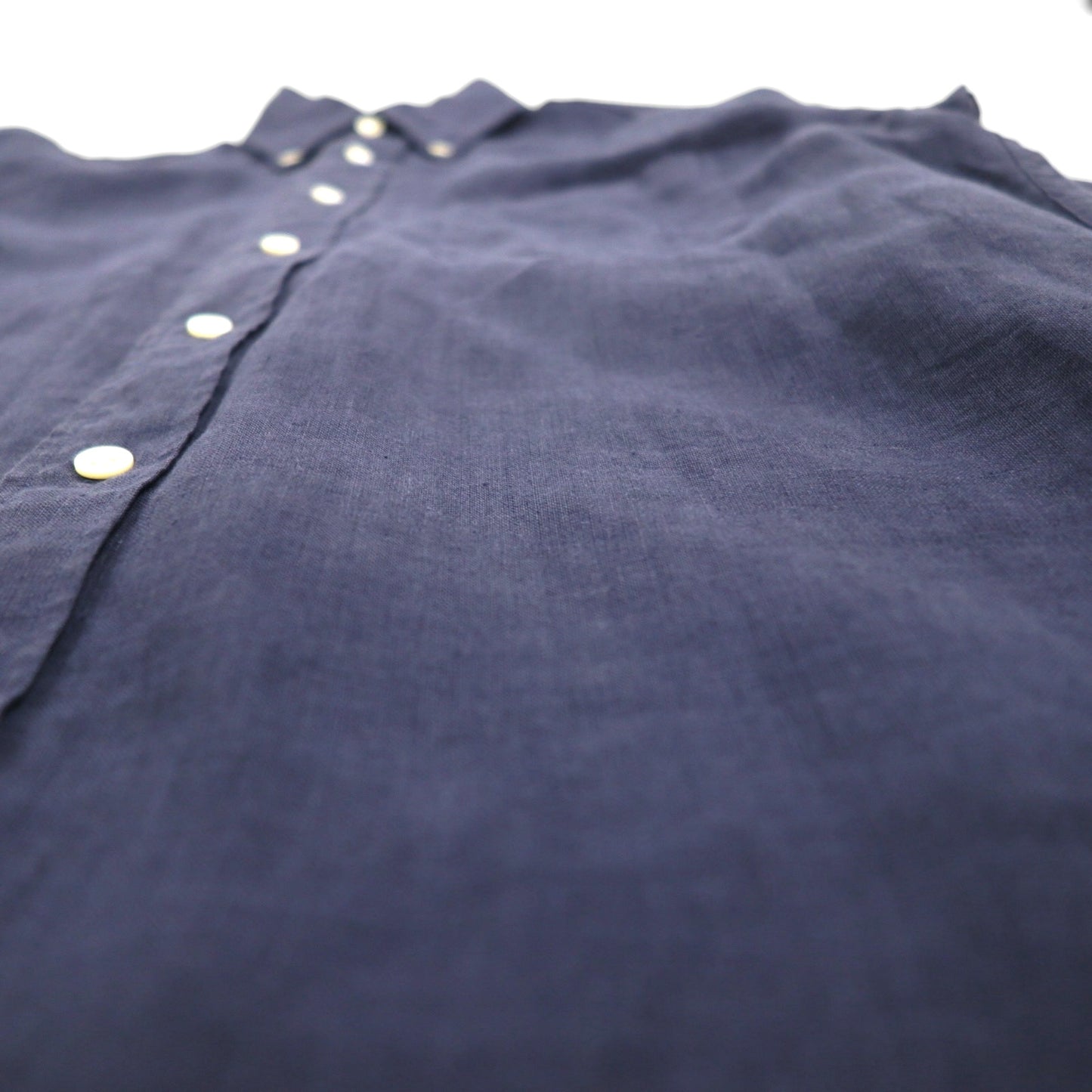 Brooks Brothers REGENT リネン ボタンダウンシャツ M ネイビー アイリッシュリネン 麻 胸ポケット BAIRD McNUTT