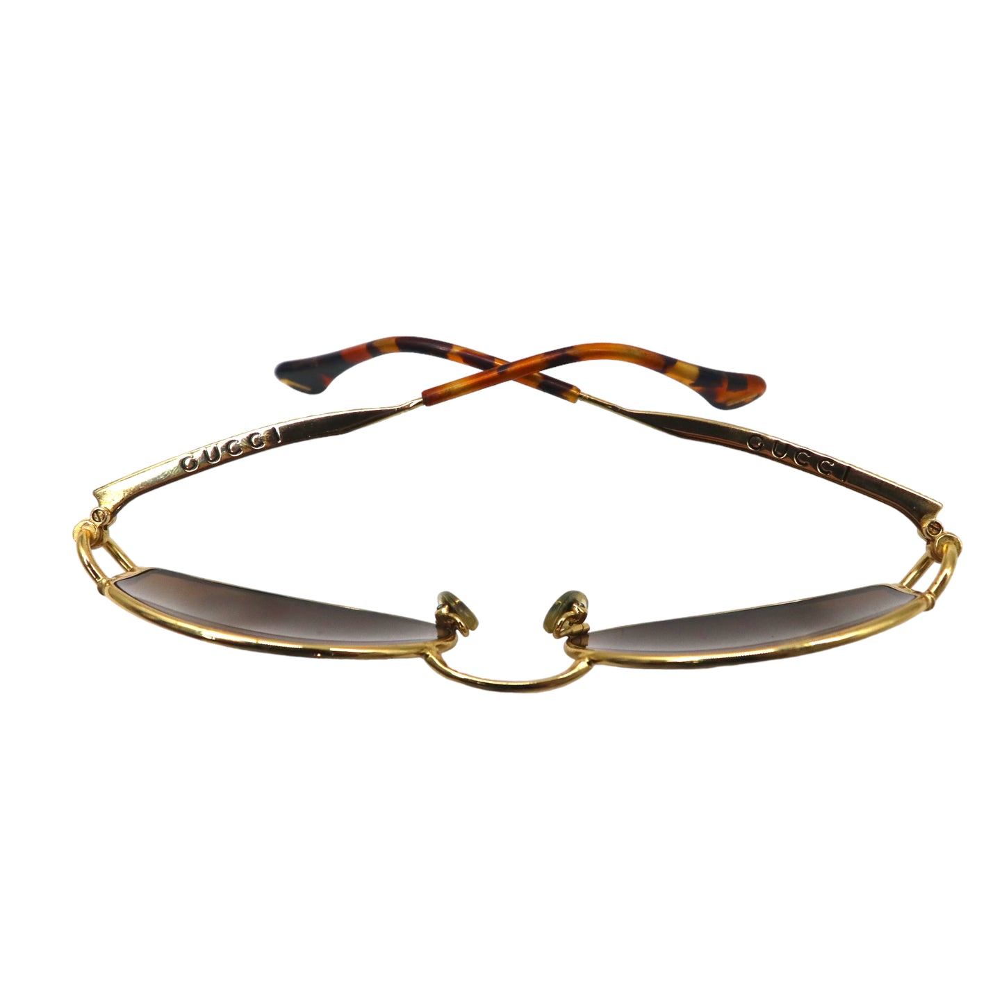 GUCCI sunglasses oval gold tortoiseshell made in Italy