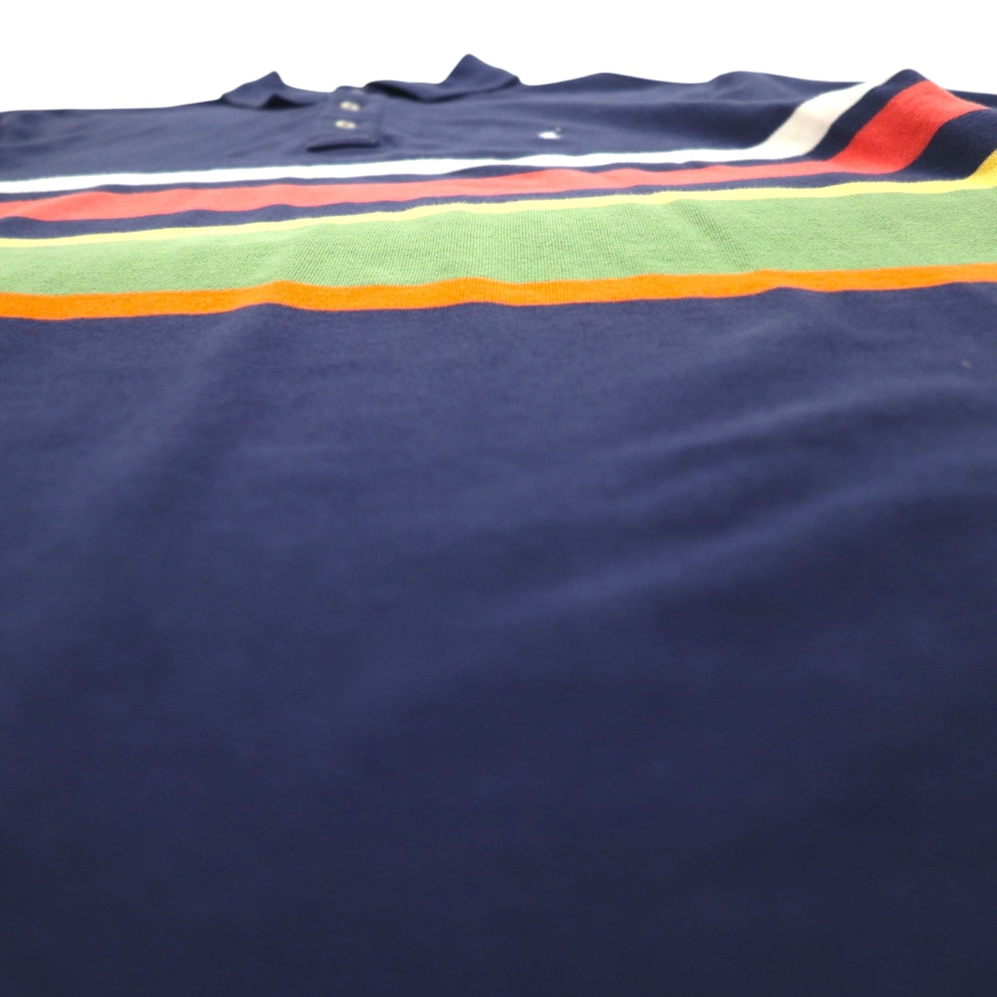 POLO RALPH LAUREN Striped Polo Shirt M Navy Cotton Pique Small Pony Embroidery