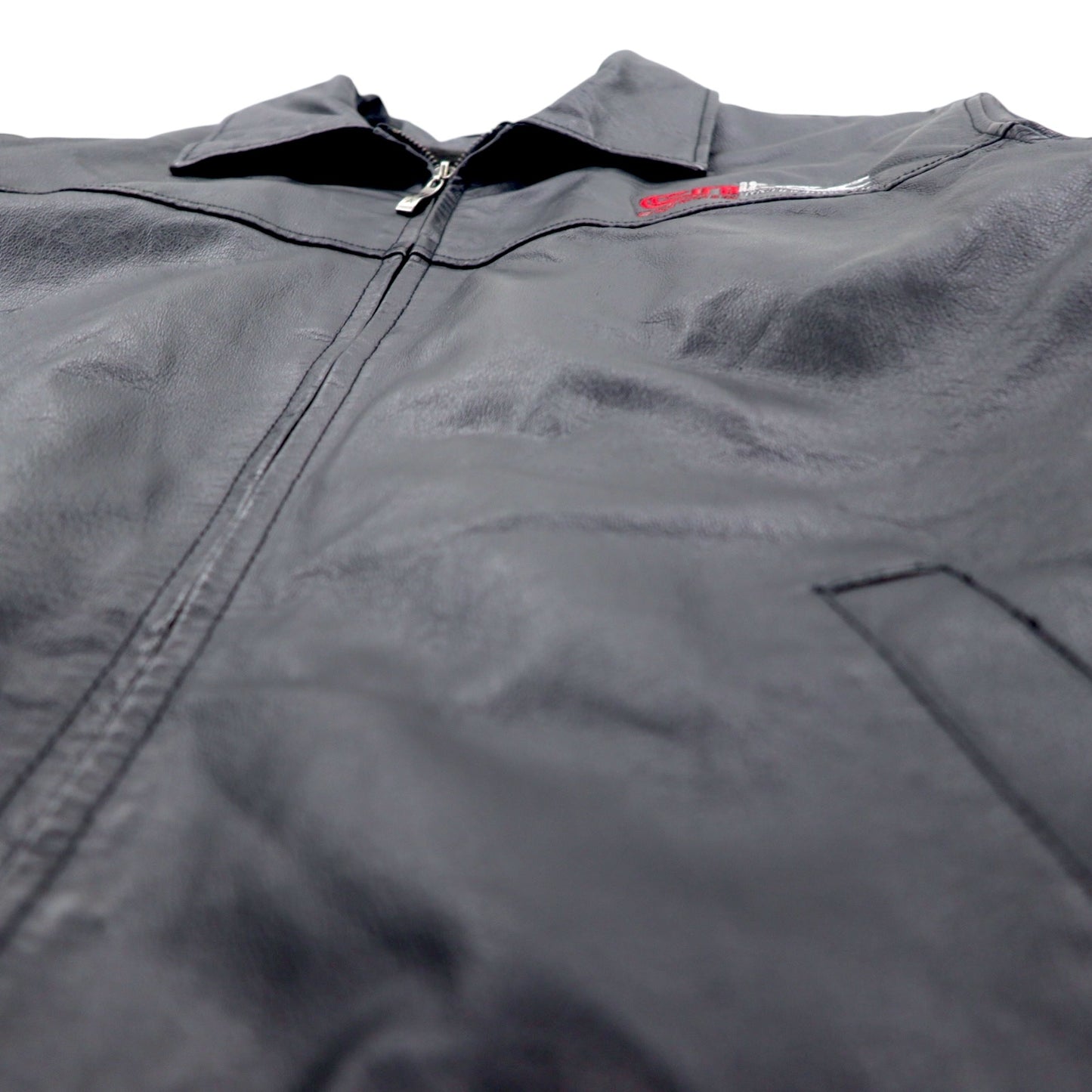 USA LEATHER 90s Leather Jacket XL Black Removable Liner entec US Company Embroidered Zip Up