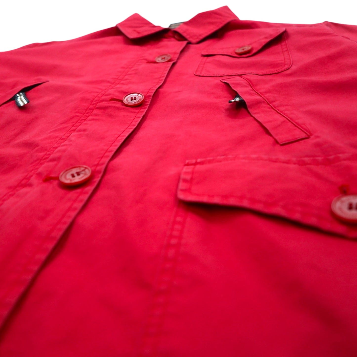 Aquasqutum ユーティリティー カバーオール ステンカラーコート M レッド ダブルジップドローコード日本製