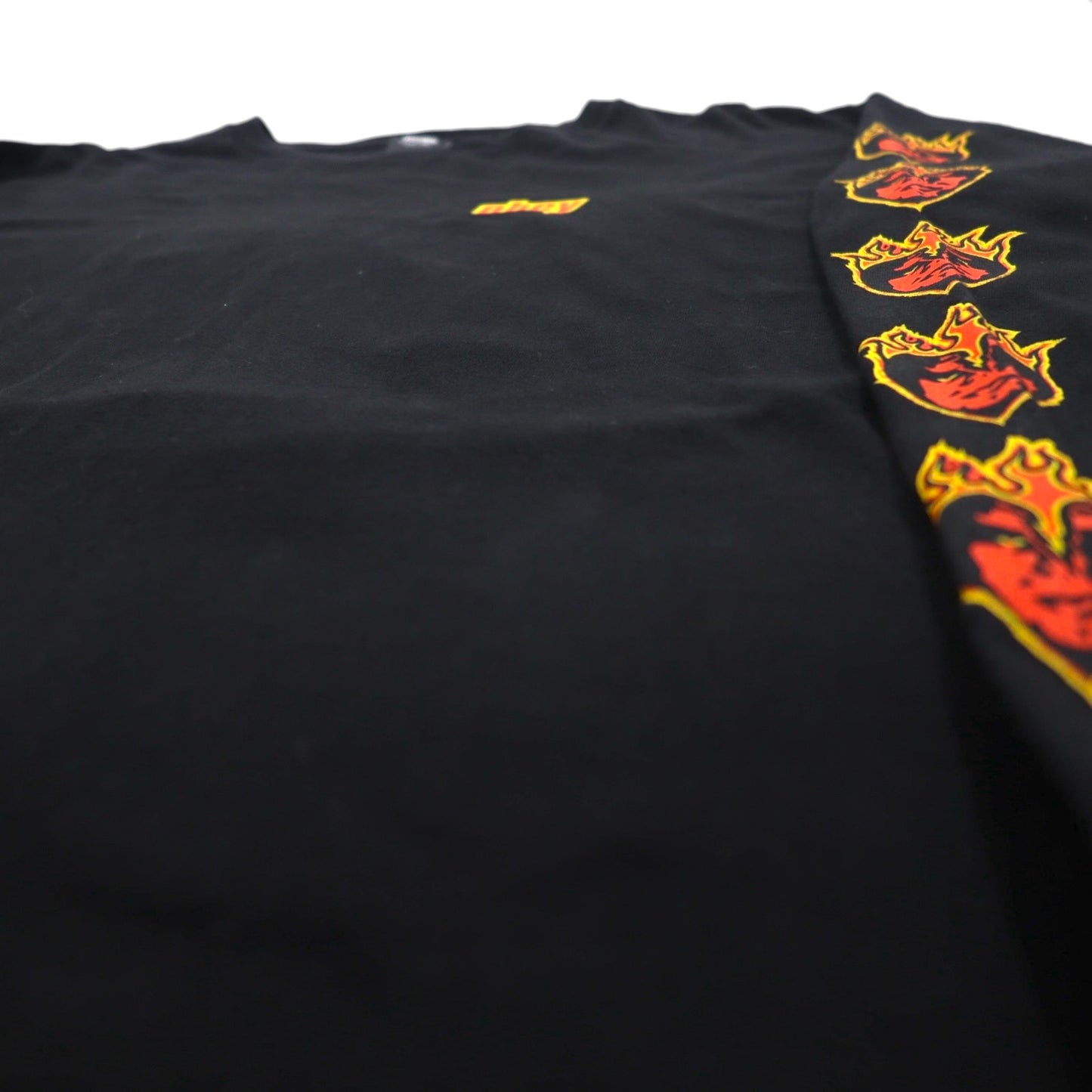 OBEY Fire Pattern Long Sleeve T-Shirt, Size L, Black, Sleeve Print, Mexico Game