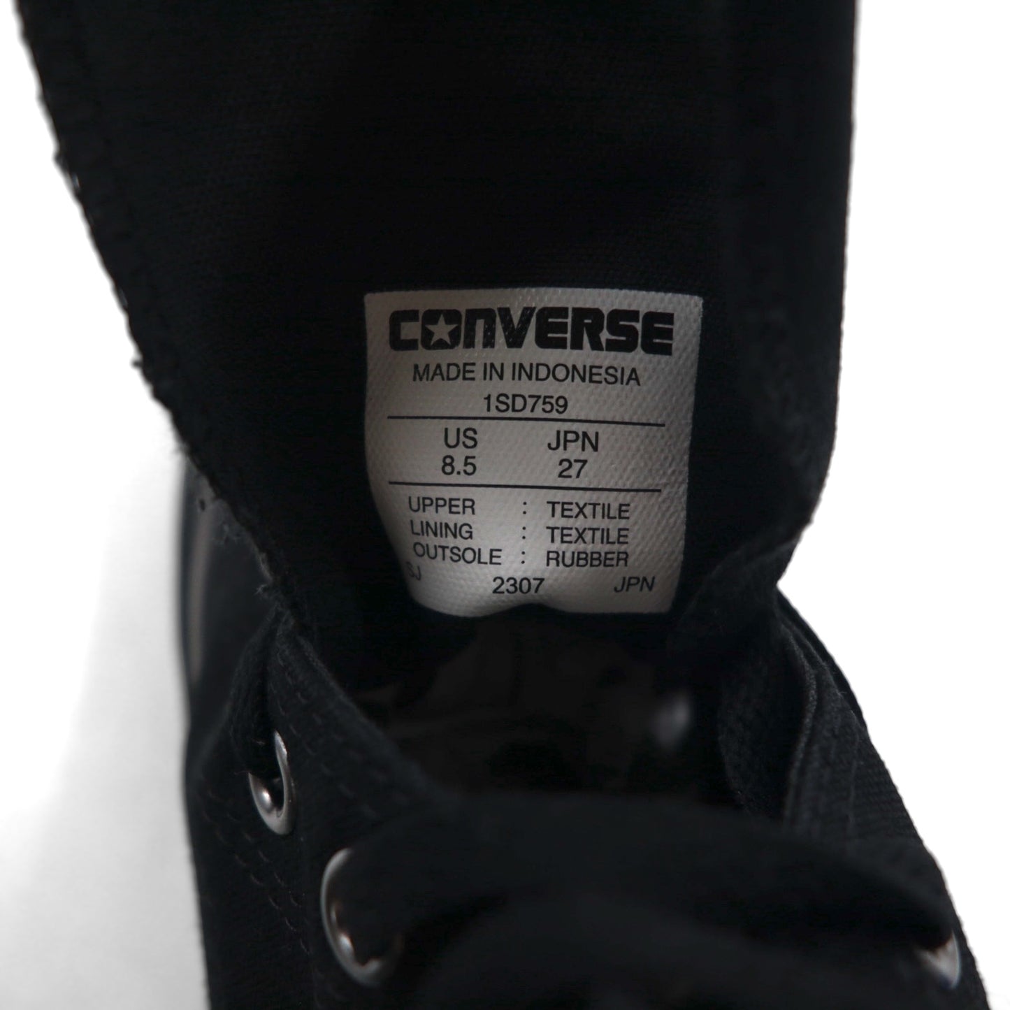 CONVERSE All Star Chunk Hi Sneakers, Size 27cm, Black Canvas, 1SD759