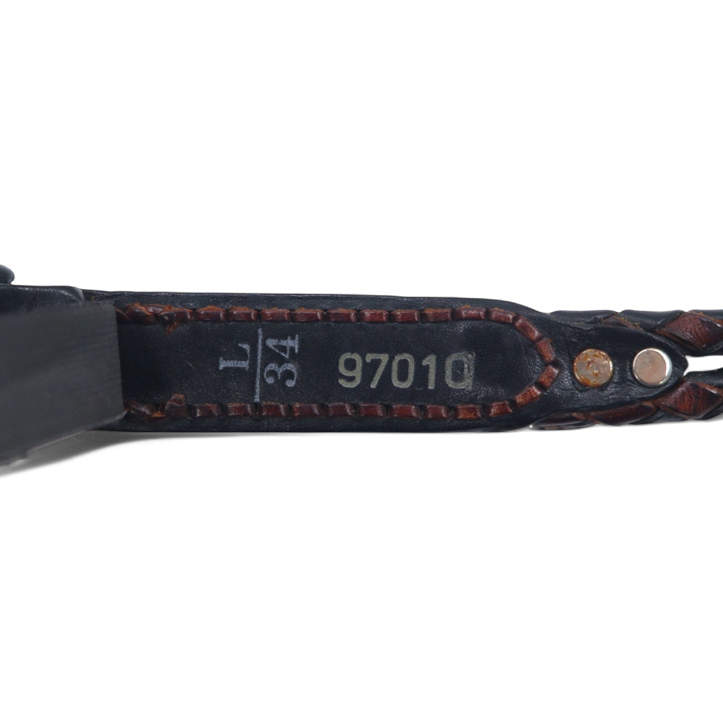 BRIGHTON Intrecciato Silver Concho Leather Belt Black L/34 Leather Lace-up 97010