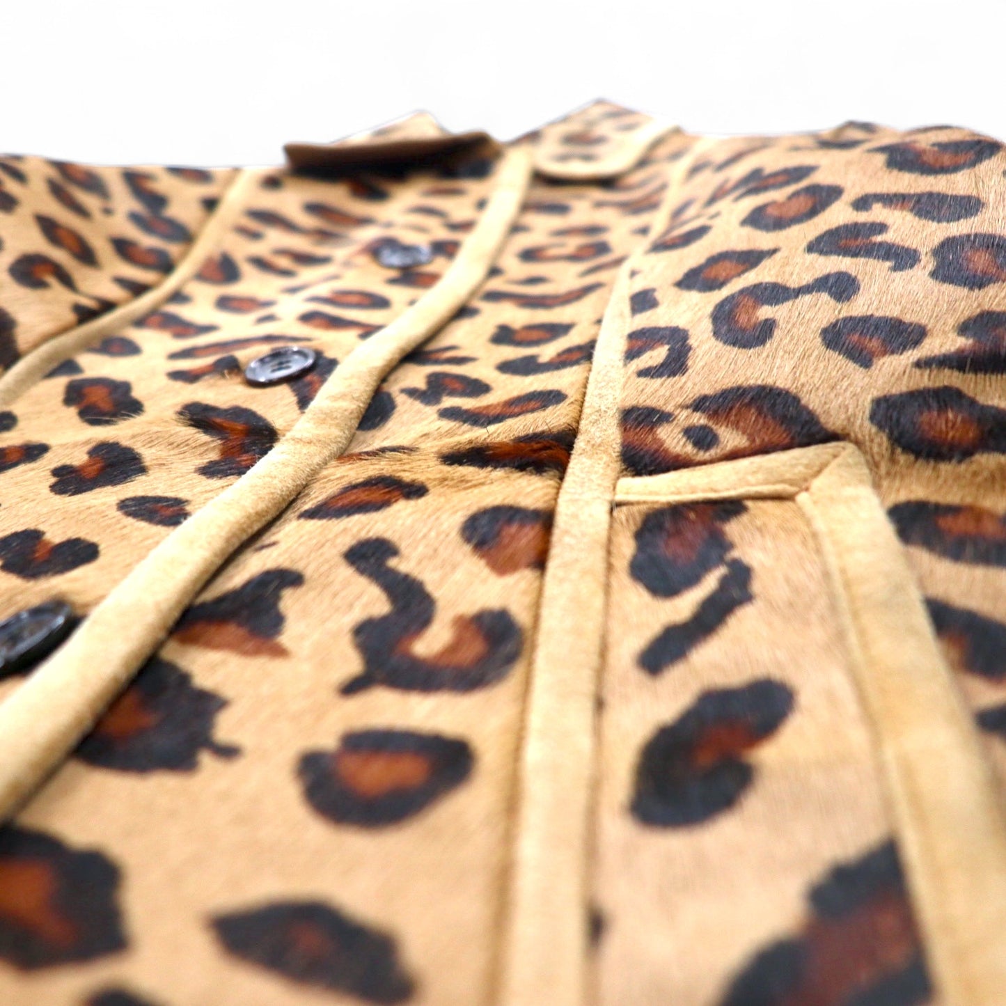 UNITED ARROWS SLITZ ハラコ ライダース ジャケット S ベージュ レオパード 牛革 総柄 アニマル