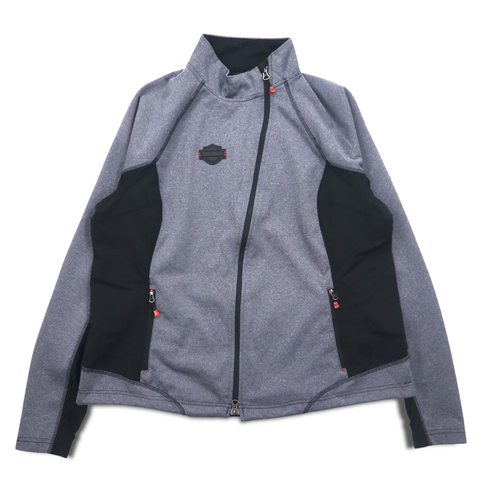 HARLEY DAVIDSON Softshell Jacket Jersey L Grey Stretch Thumbhole 