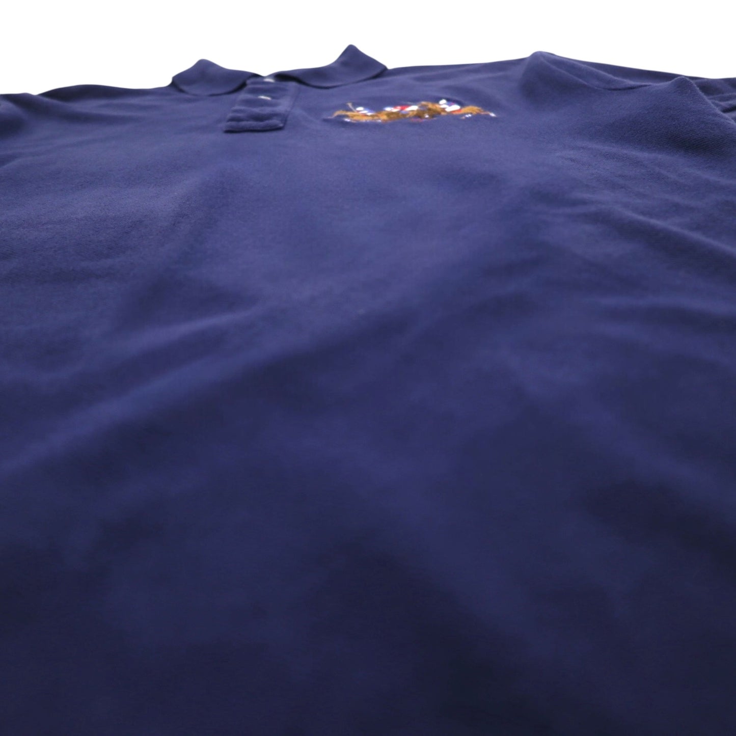 Polo by Ralph Lauren 90s Polo Player Embroidered Polo Shirt, Medium, Navy, Cotton, Pique