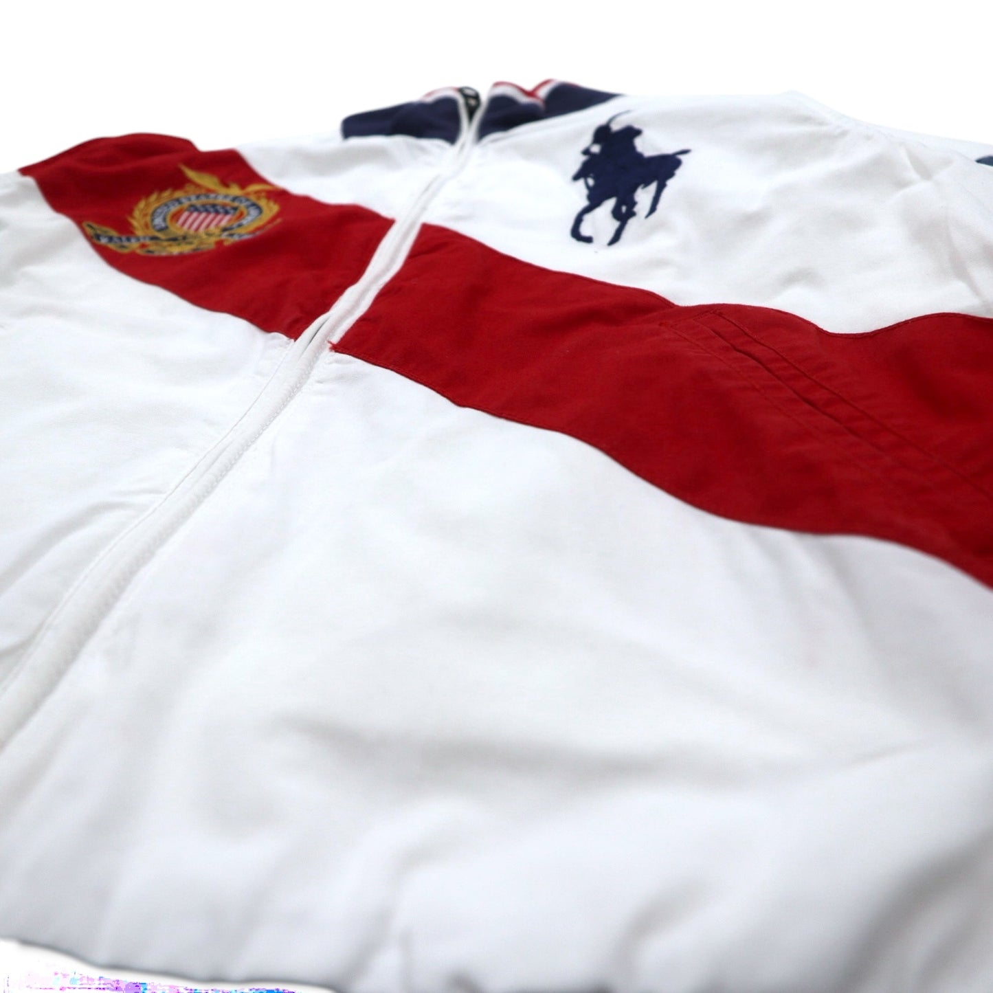 Polo by Ralph Lauren スポーツジャケット M ホワイト トリコロール TALONジップ USA ナンバリング