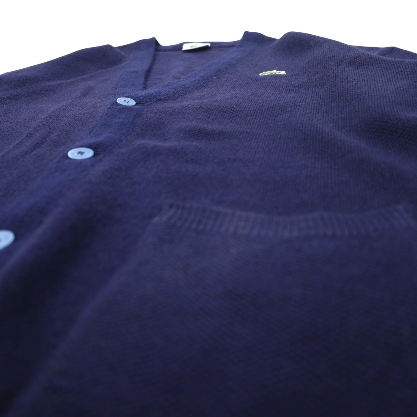 LACOSTE 80s Knit Cardigan XL Navy Wool One Point Logo