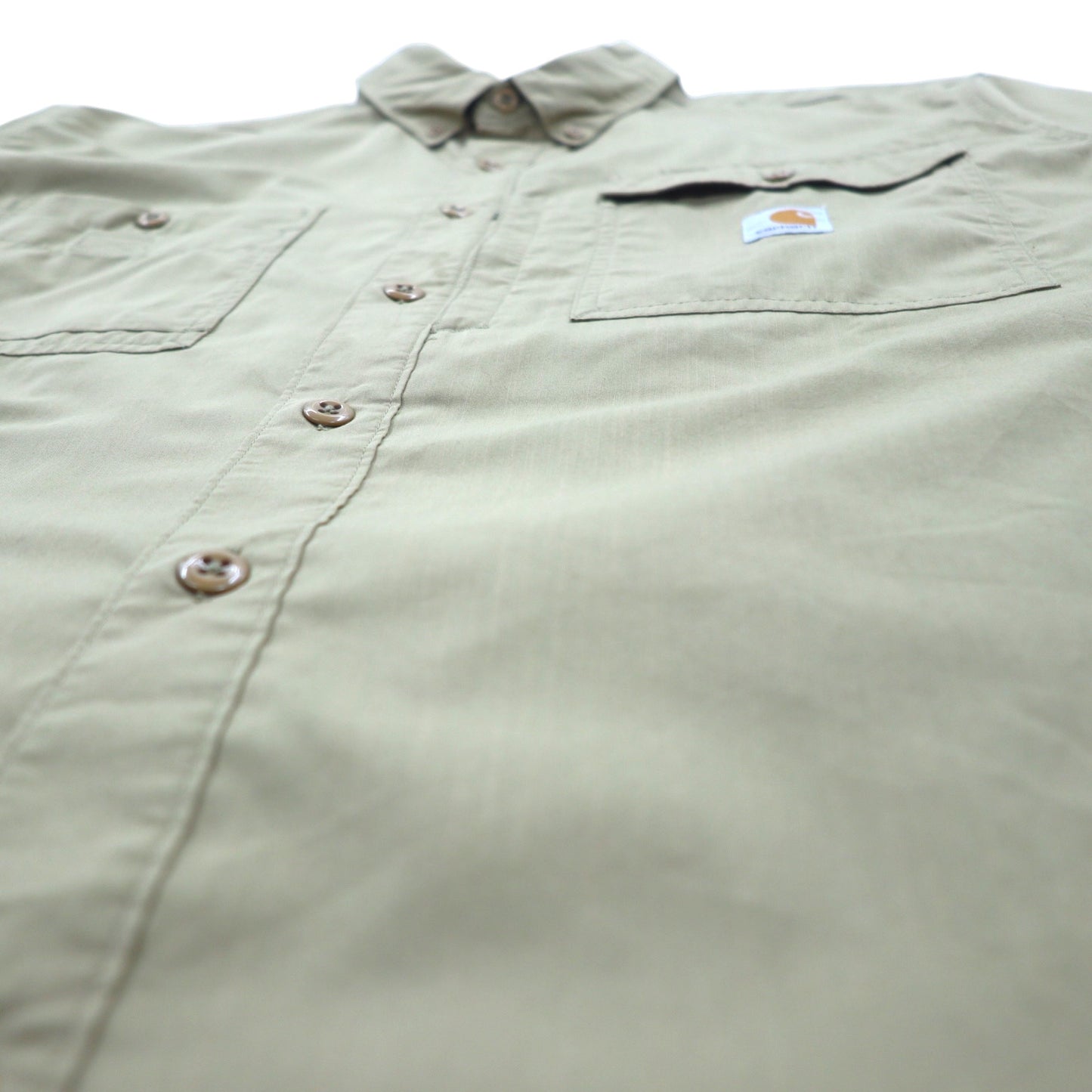 carhartt FORCE Relaxed Fit Button-Down Work Shirt, XL, Beige, Polyester, Ridgefield Solid L/S Shirt 102418