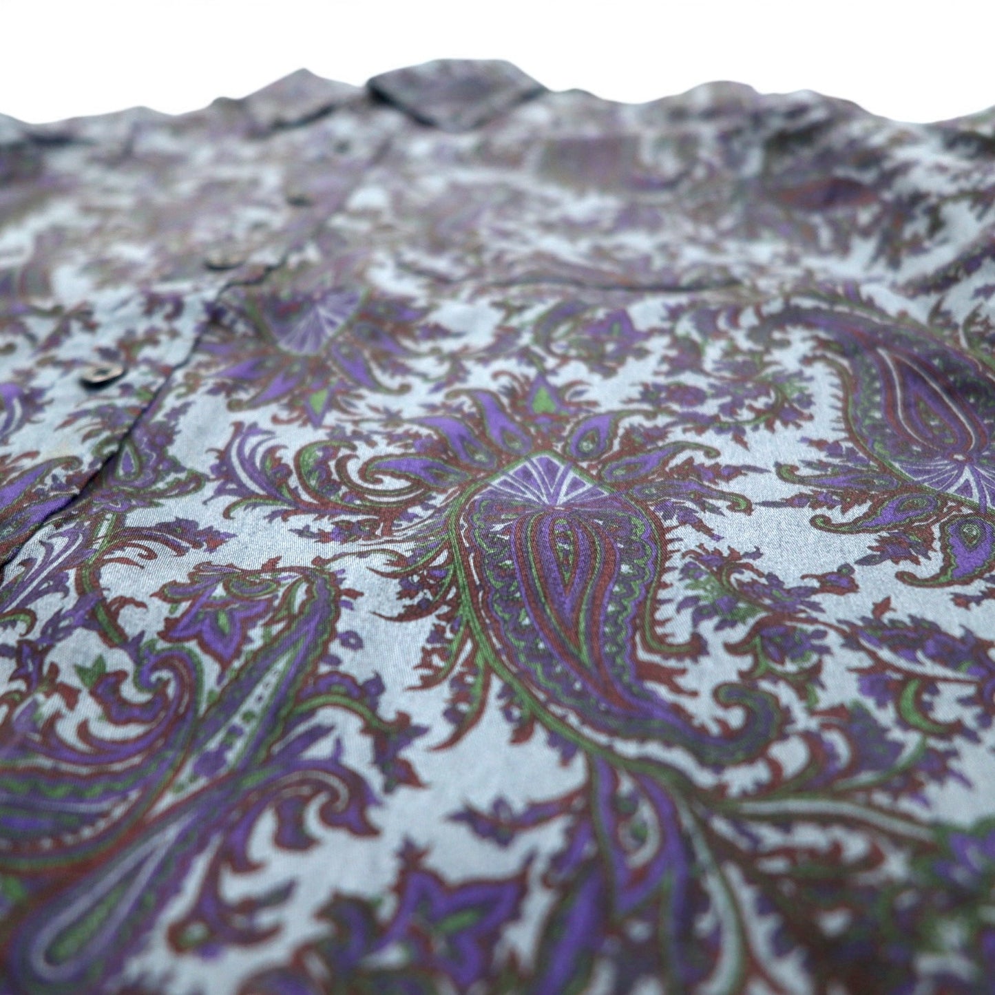 ZEPHYR ( D'URBAN ) ボタンダウンシャツ M ネイビー リヨセル 総柄 ペイズリー 日本製