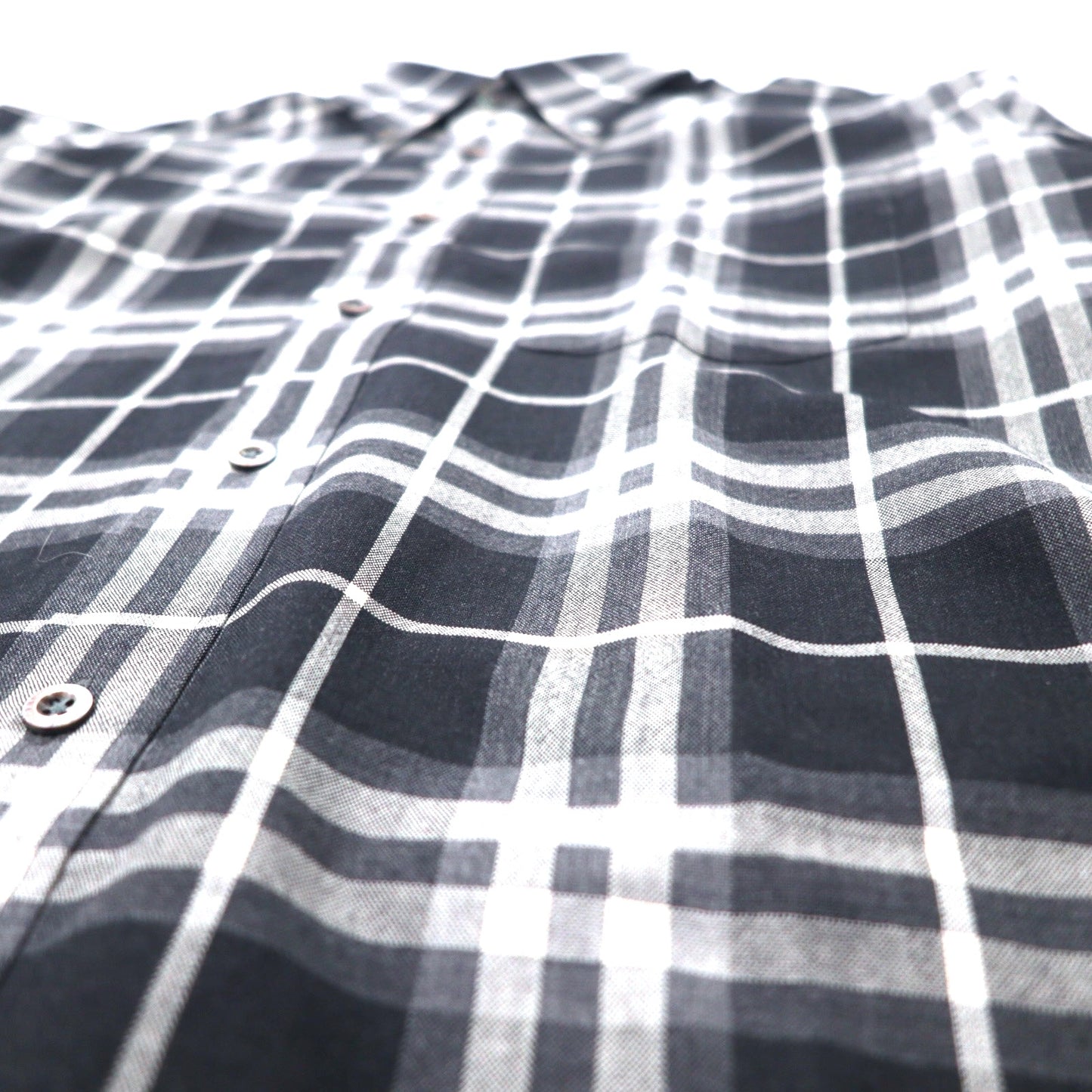 BURBERRY Nova Check Button-Down Shirt L Black Lambswool SUPER 100's Made in Japan