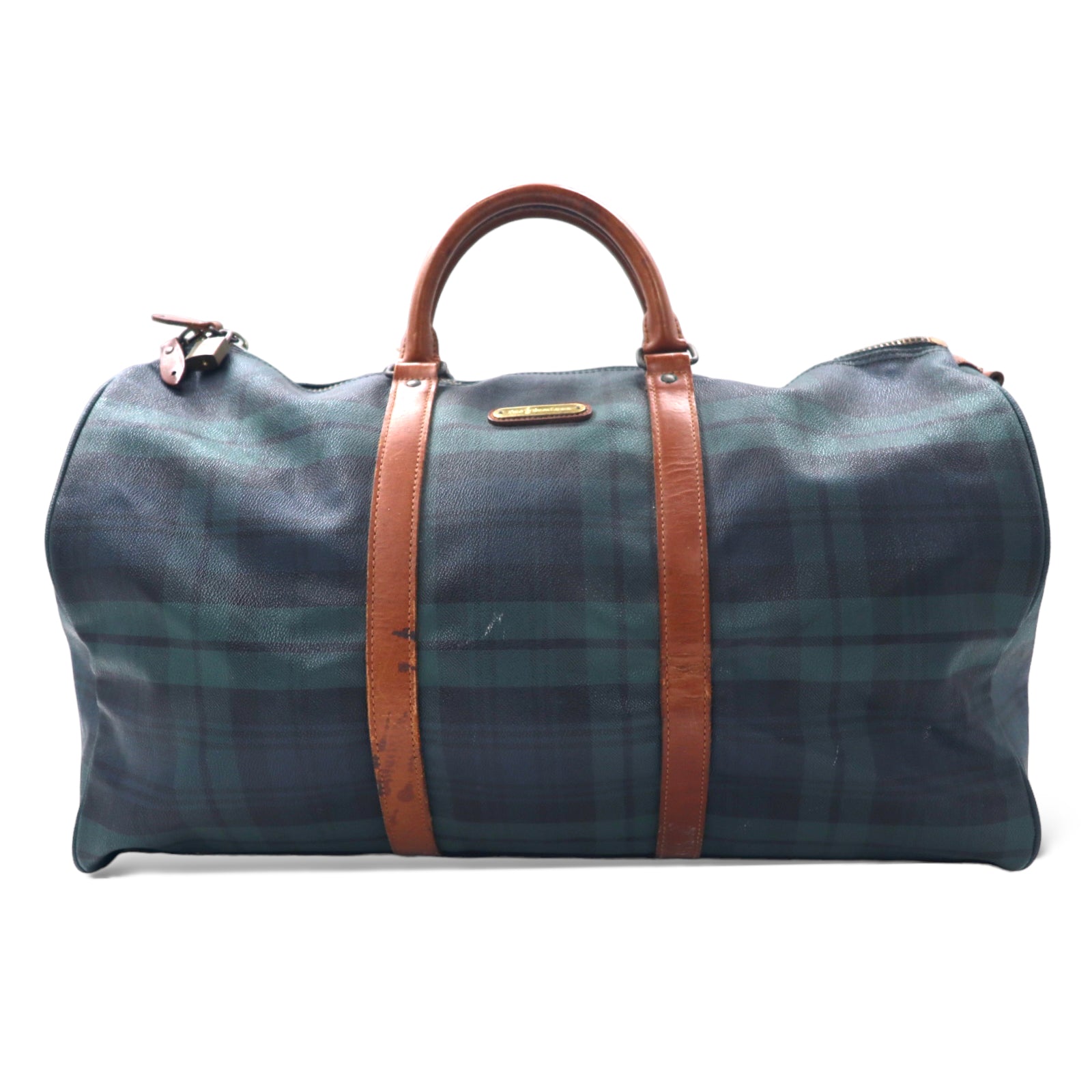 POLO RALPH LAUREN Boston Bag Green CHECKED PVC Leather Switch