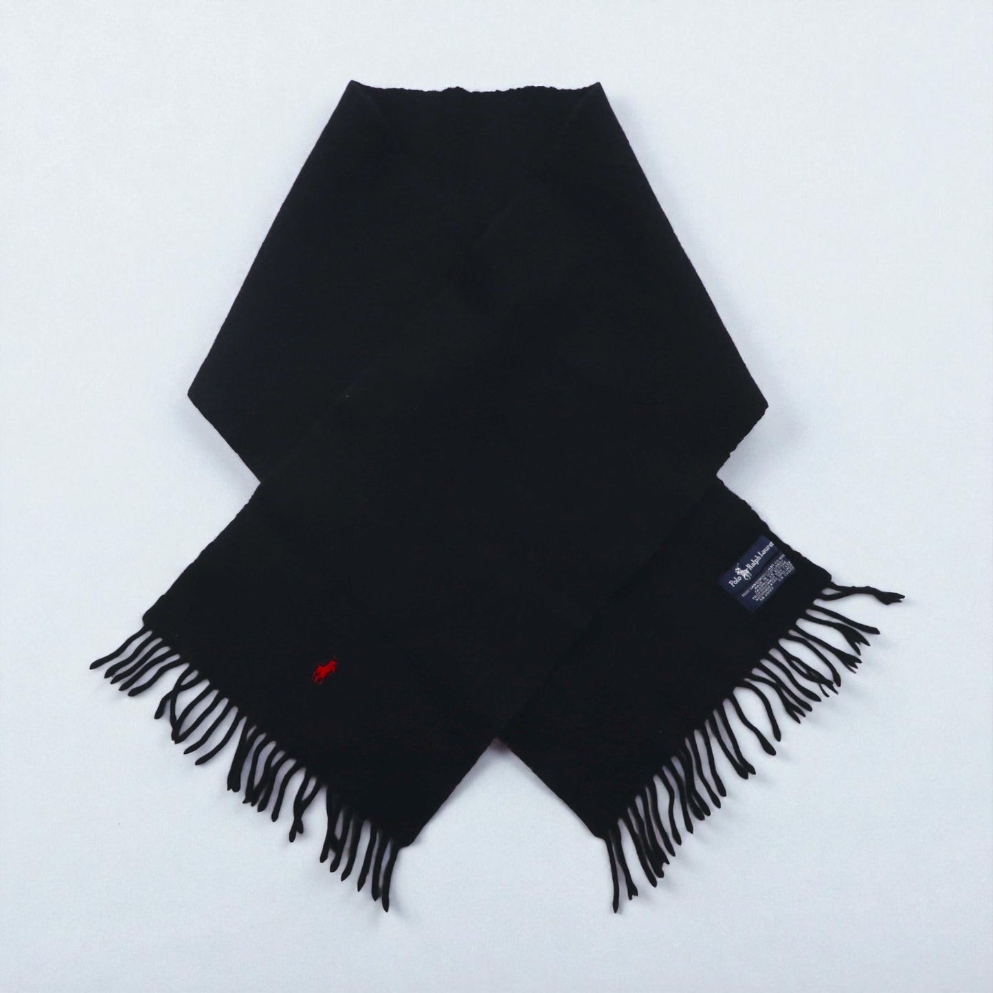 Polo Ralph Lauren 90年代 ラムウール フリンジ マフラー スモールポニー刺繡 スコットランド製