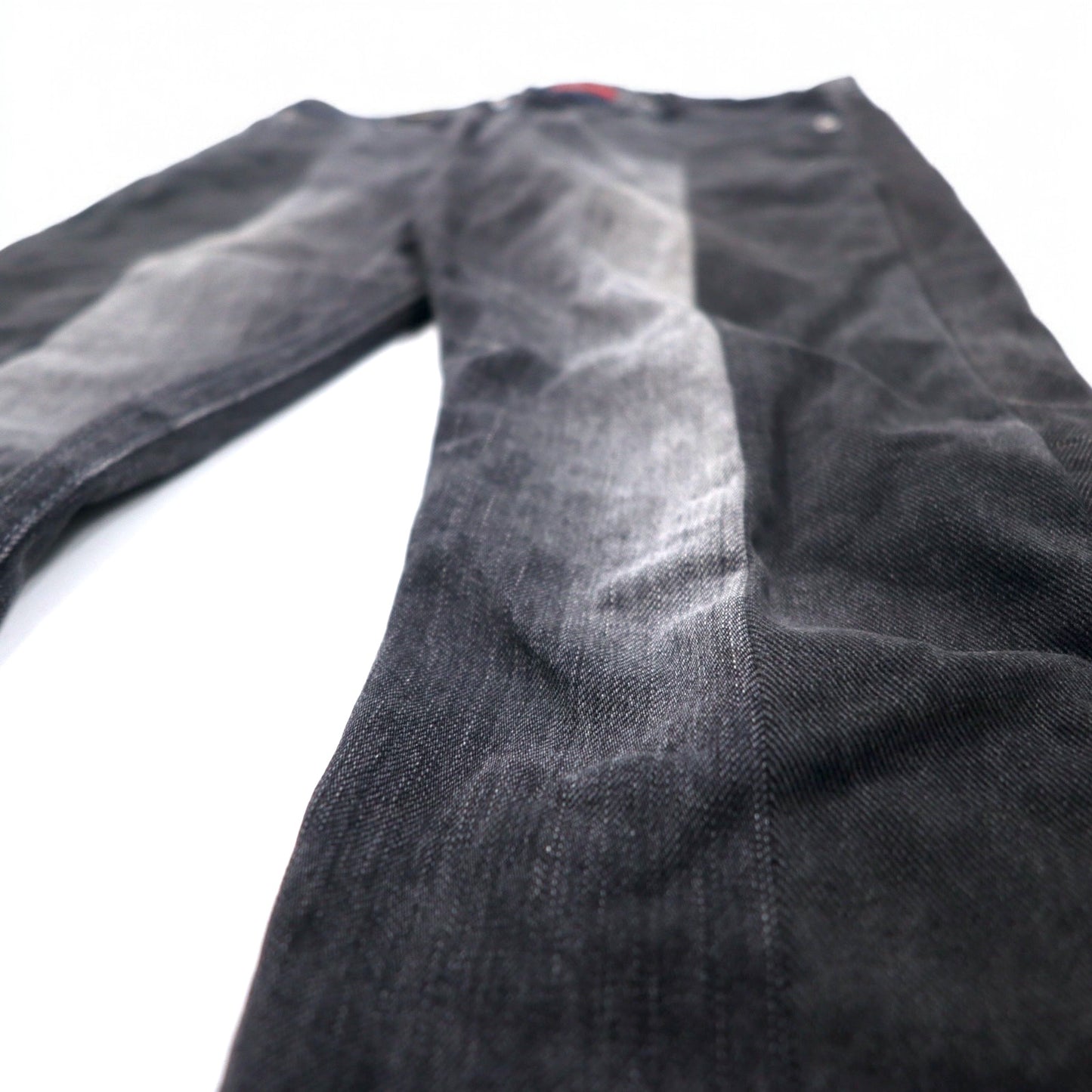 Leh 再構築 カットオフ デニムパンツ M ブラック リメイク LEH-454 日本製