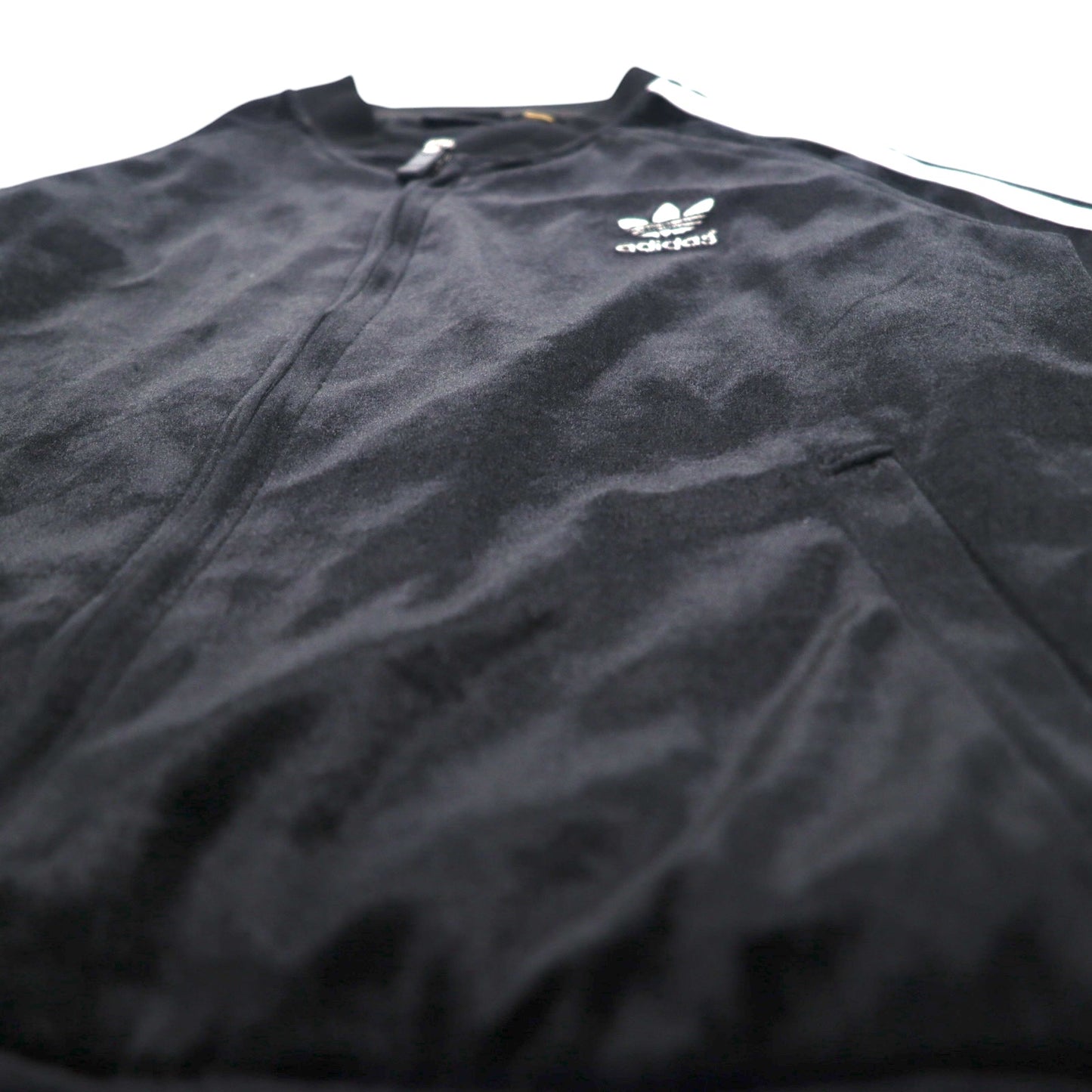 adidas 90s ATP style velour track jacket jersey L black trefoil logo 3 stripes