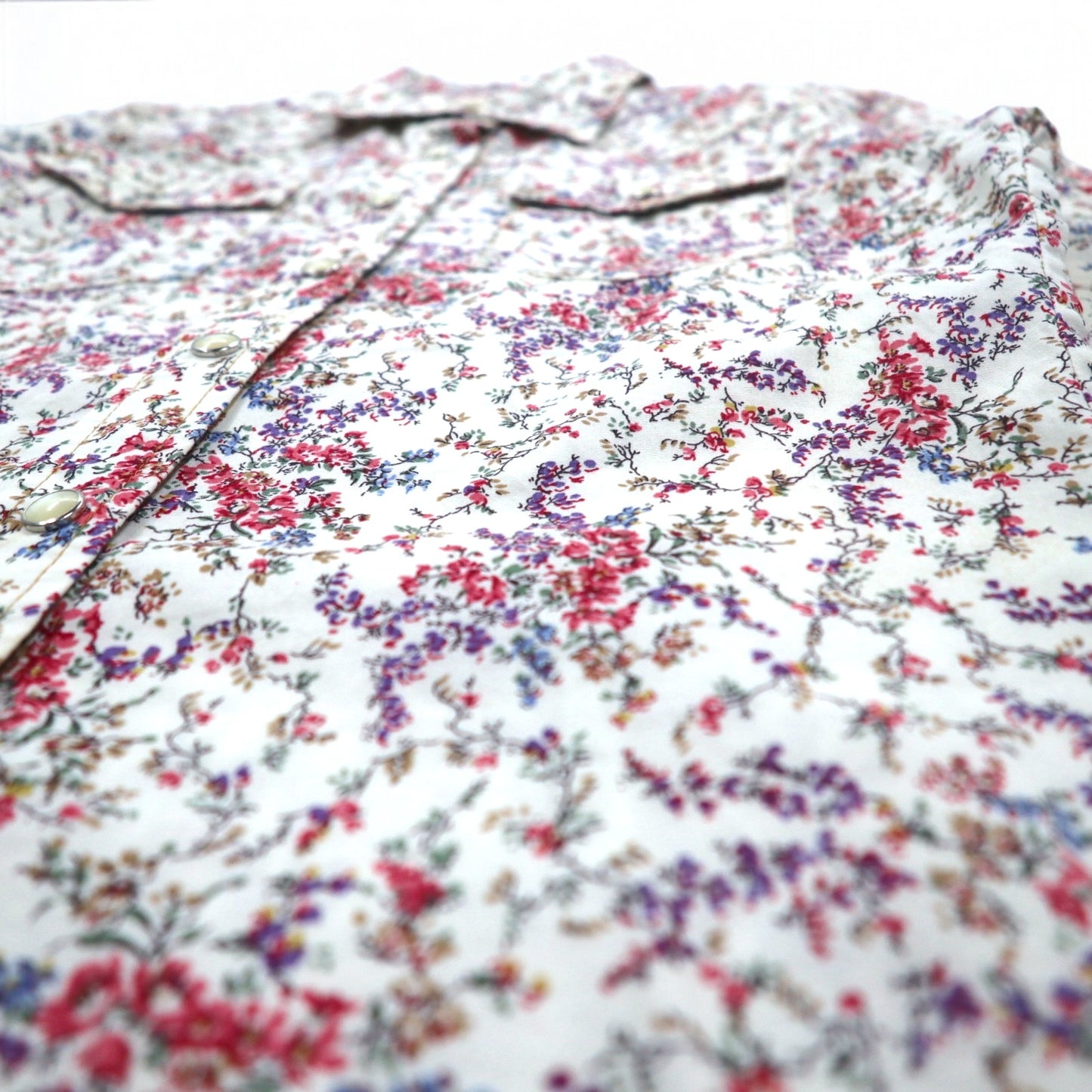 POLO JEANS CO. RALPH LAUREN 花柄 ウエスタンシャツ S ホワイト スナップボタン