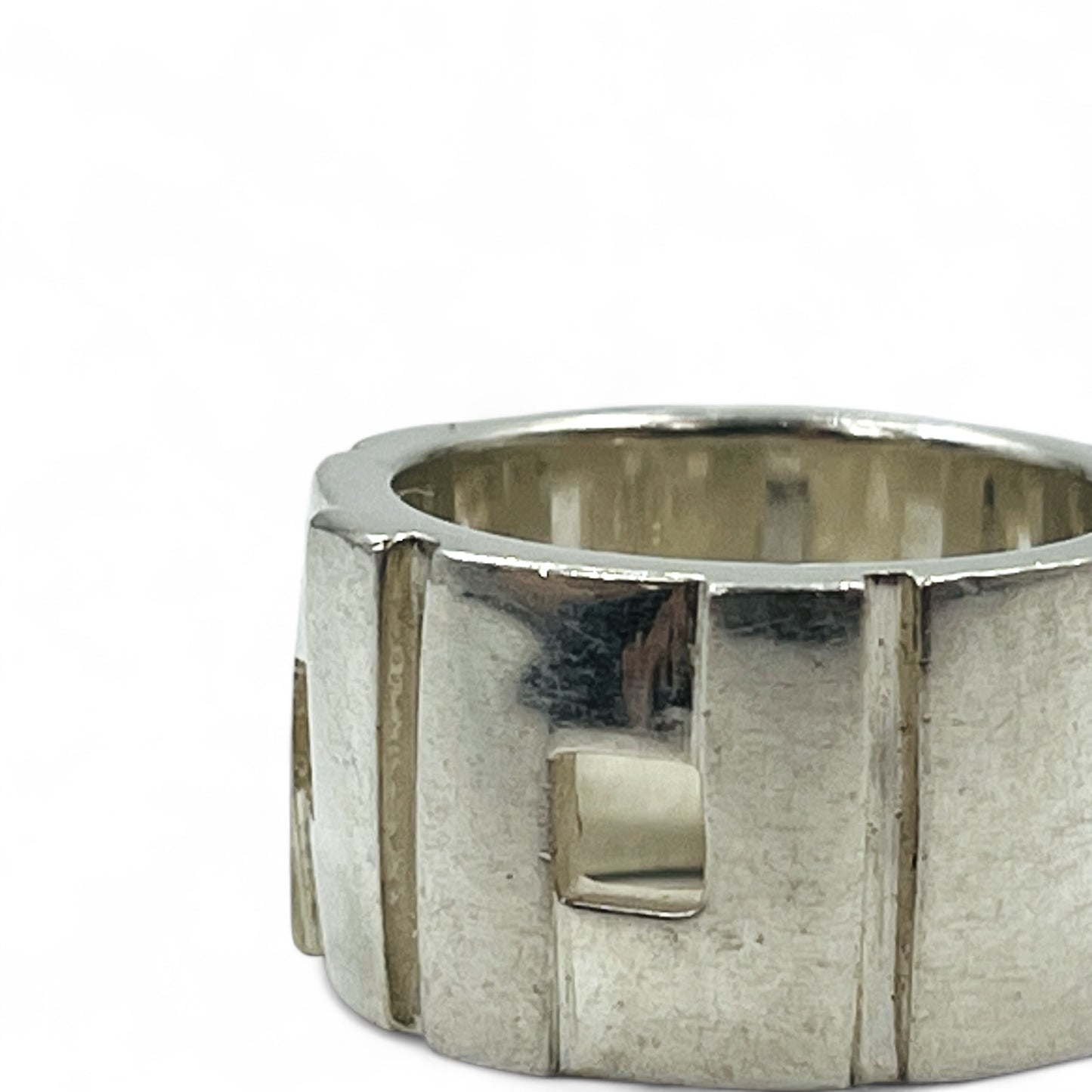 GUCCI Wide Band Modernist Ring, Size 12, Silver 925, Square, Made in Italy
