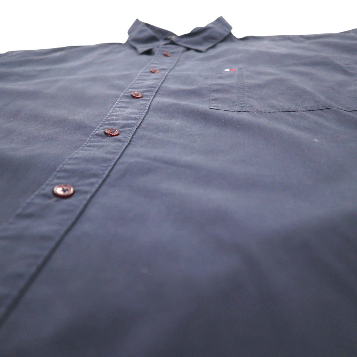 TOMMY HILFIGER 90年代 ドレスシャツ XXL ネイビー 胸ポケット ビッグサイズ ワンポイントロゴ