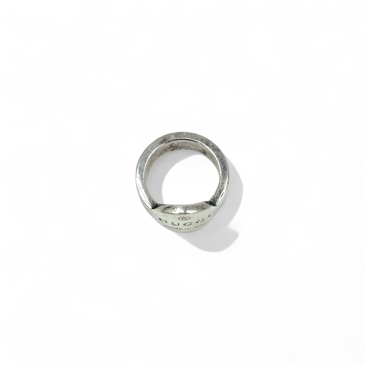 GUCCI Trademark Oval Logo Ring Size 10 Silver 925