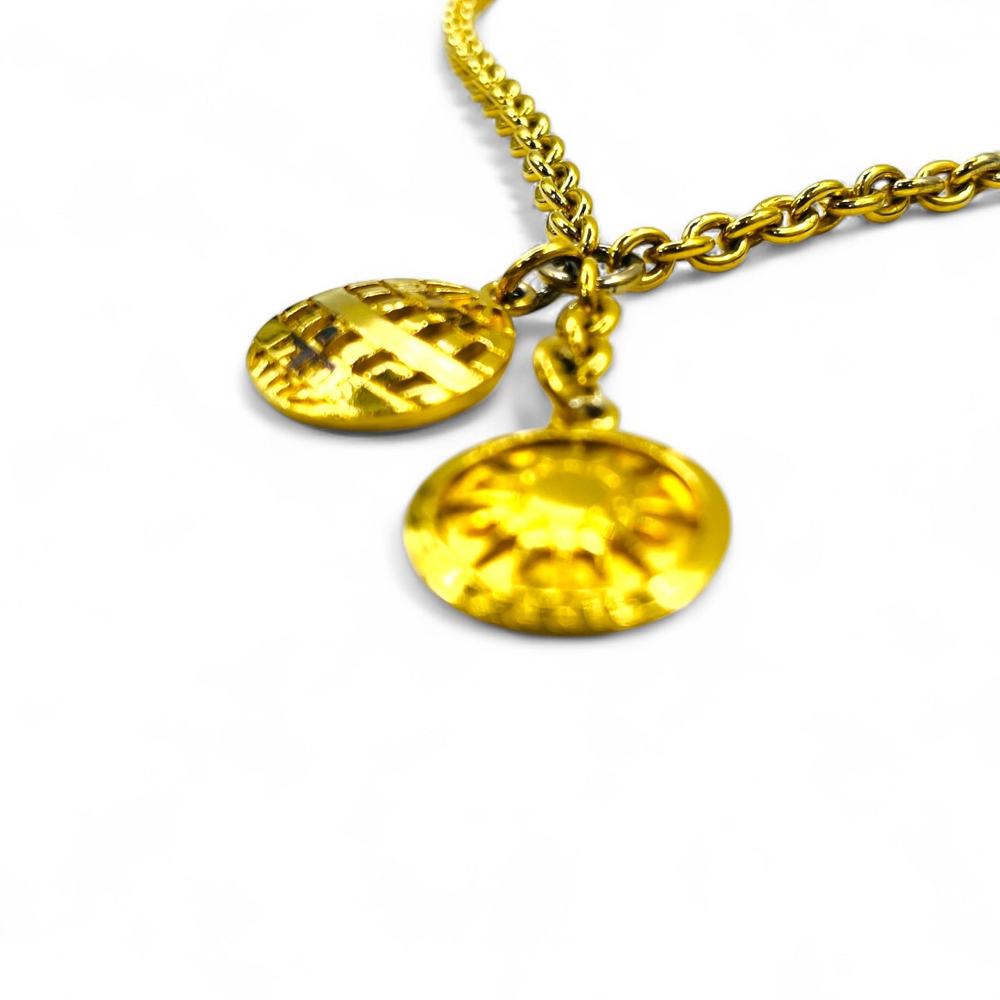 CELINE ヴィンテージ チャーム ネックレス ペンダント ゴールド チェーン 太陽 イタリア製