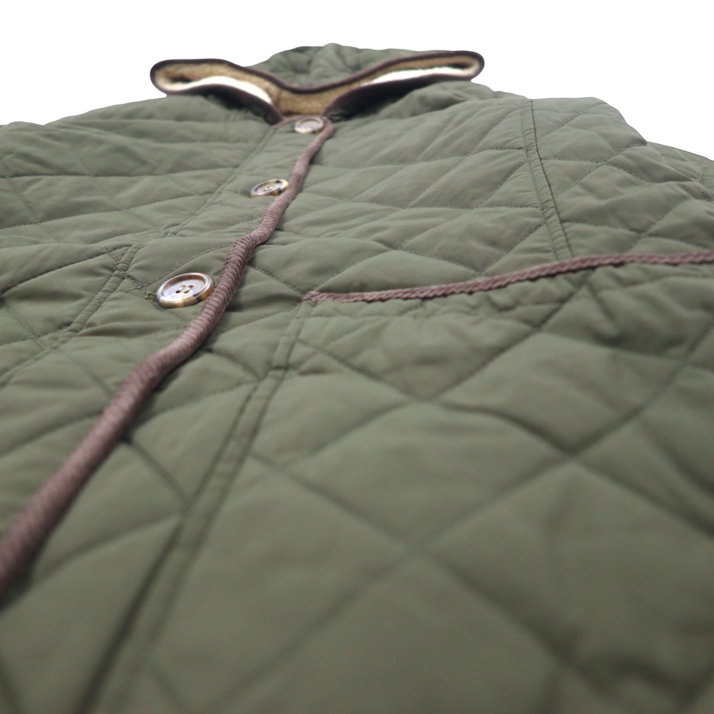 LAUREN RALPH LAUREN フーデッド キルティング ジャケット コート L カーキ ポリエステル スカーフ柄 裏地