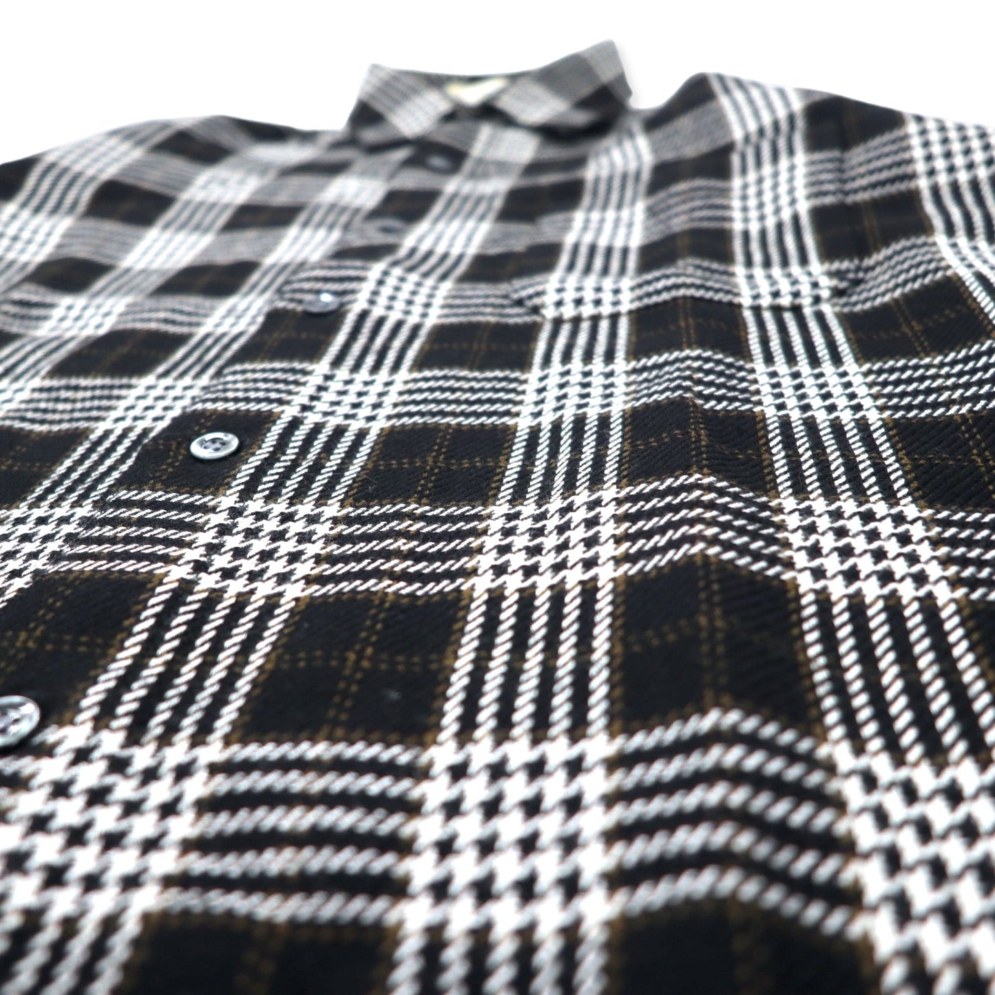 LINFORD Flannel Shirt, Medium, Black, Check, Wool and Silk Blend, Made in Japan